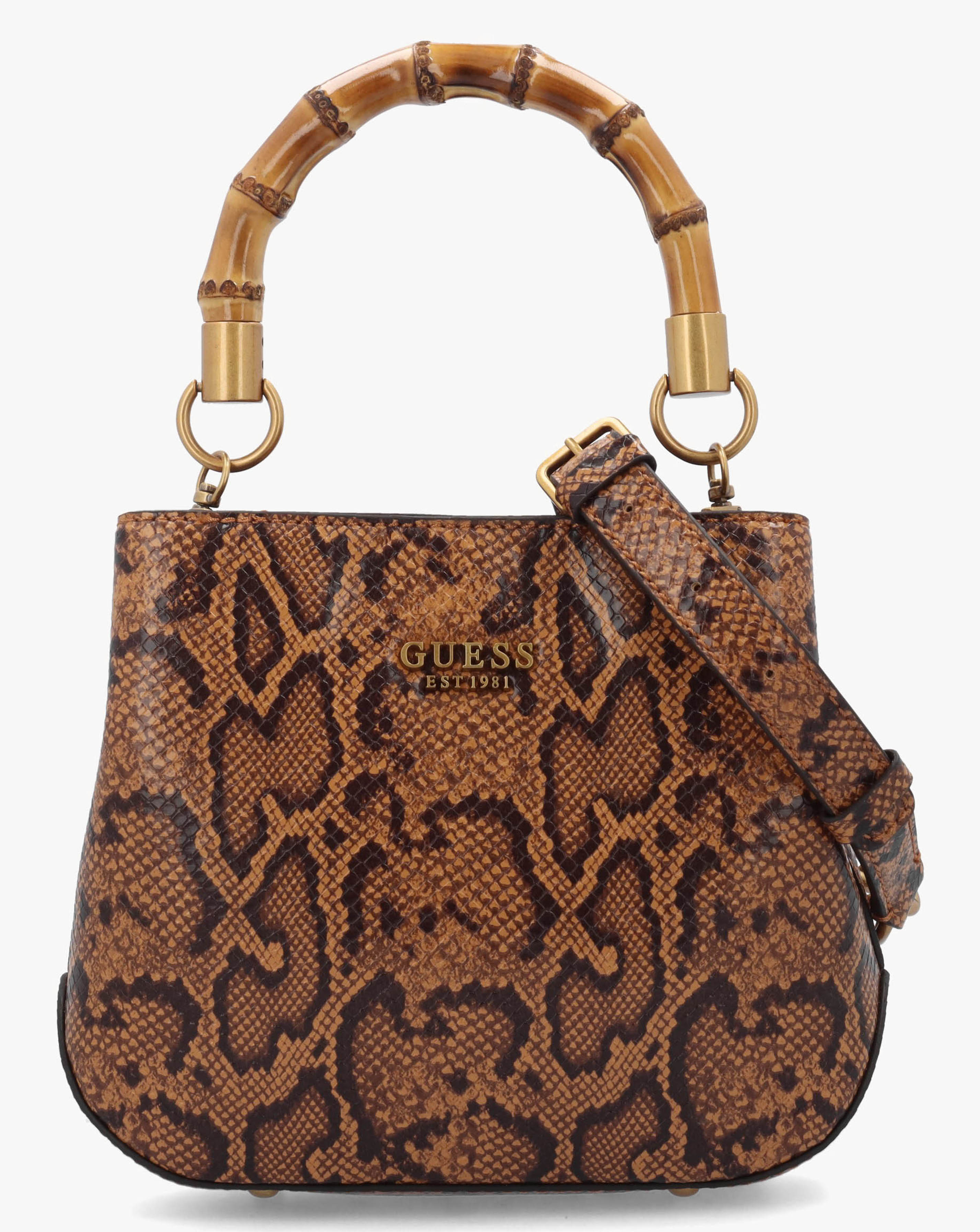 Guess Small Eire Amber Python Bucket Bag