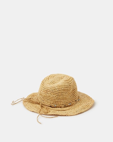 Accessorize Beaded Trim Woven Hat
