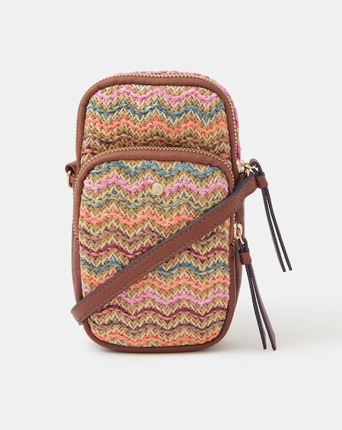 Accessorize Stripe Raffia Phone Bag