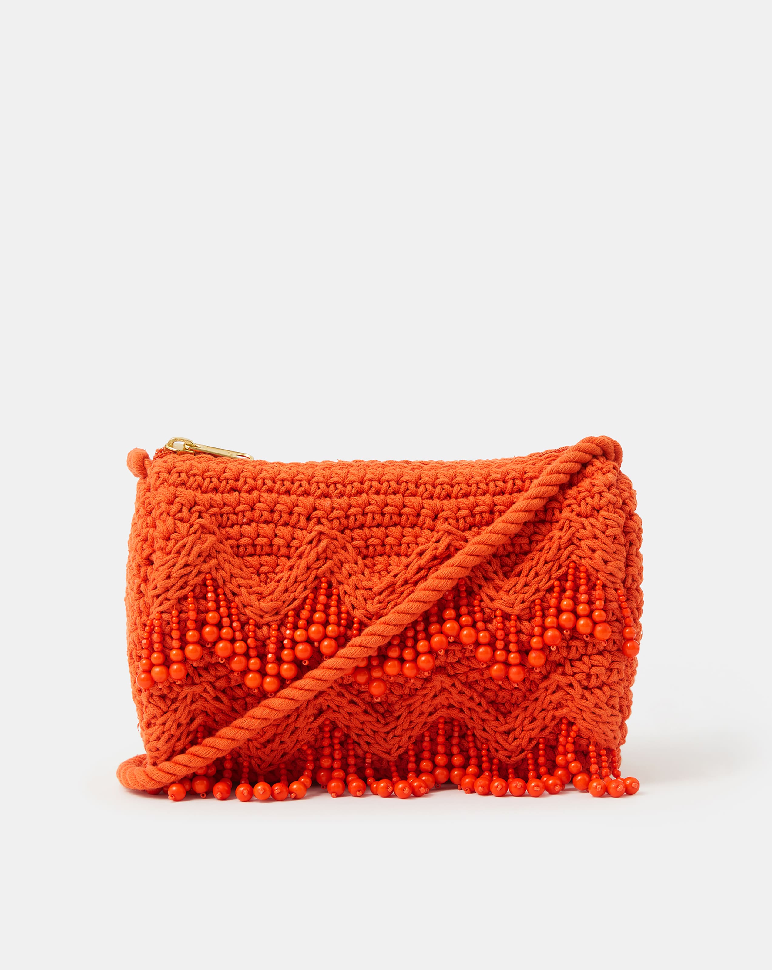 New In - Accessorize Beaded Macrame Crossbody Bag
