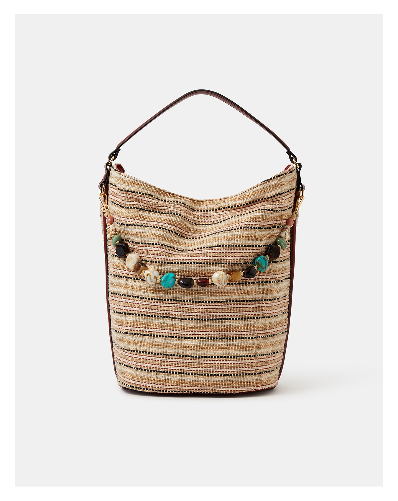 New In - Accessorize Stripe Charm Shoulder Bag