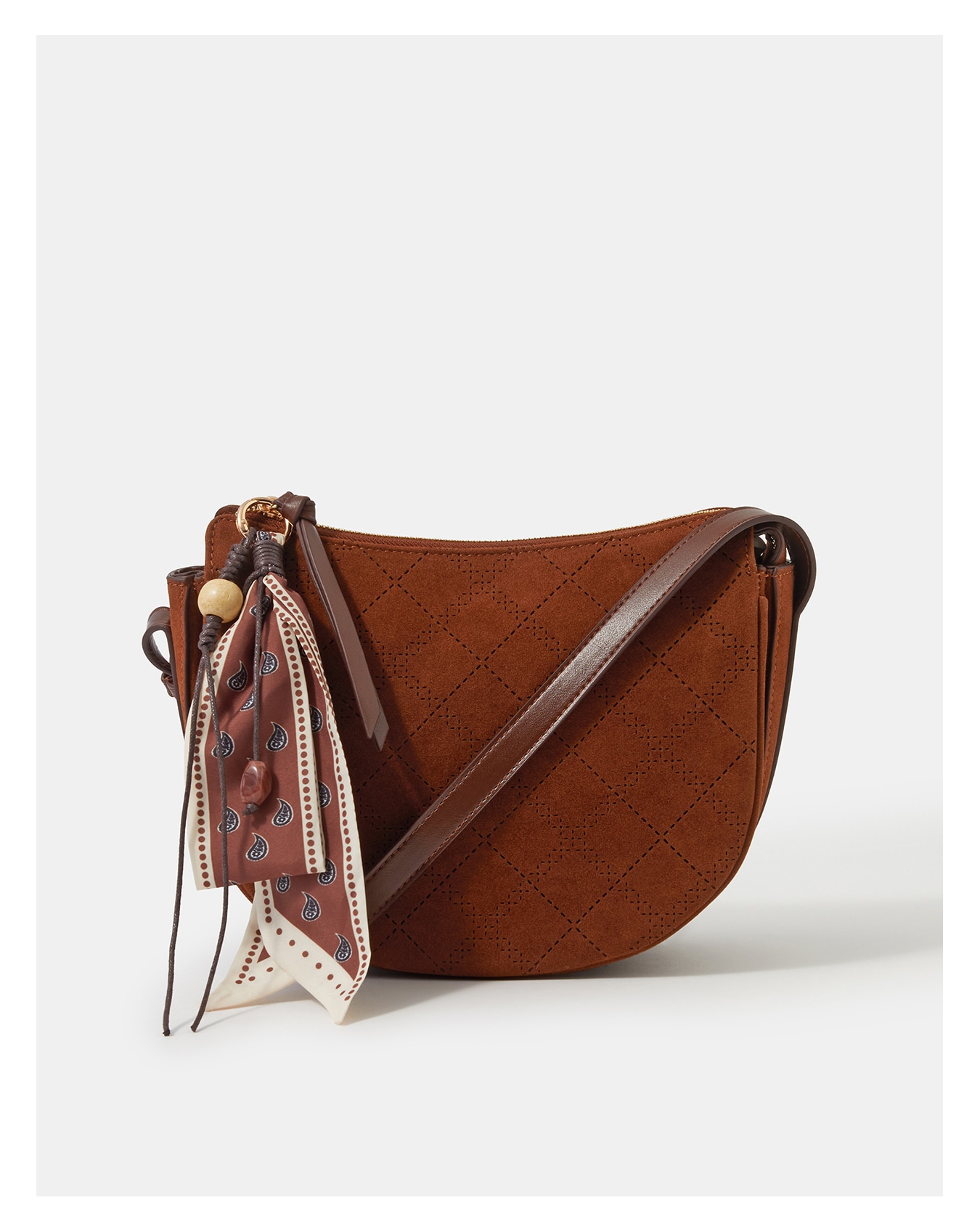 New In - Accessorize Suede Scarf Crossbody Bag