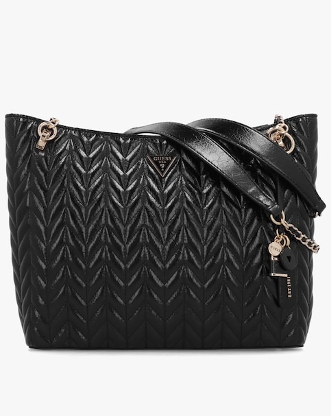 Guess Cheryl II Quilted Black Tote Bag