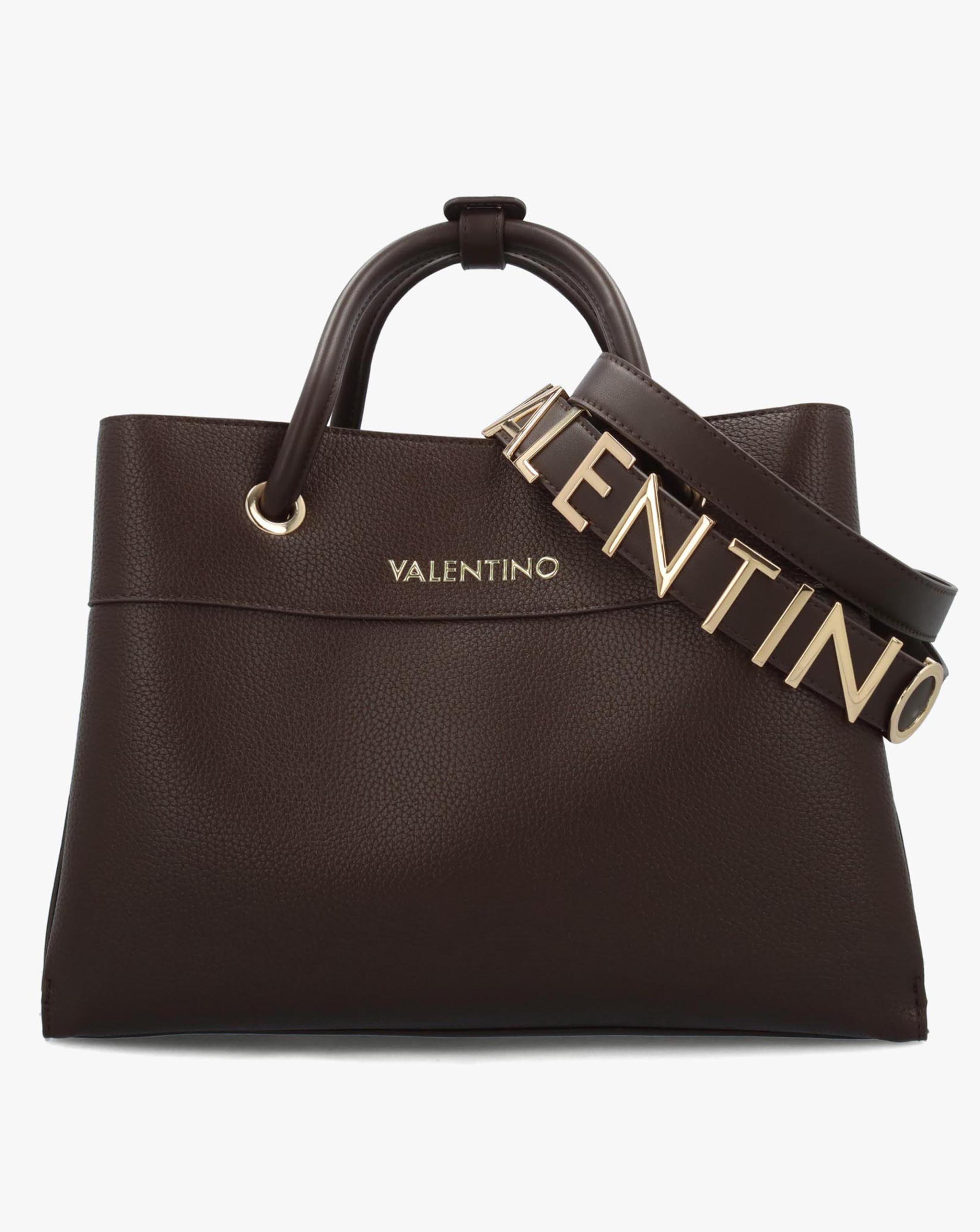 Valentino Bags Alexia Brown Logo Strap Tote Bag