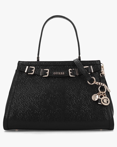 Guess Dovie Black Reptile Satchel Bag