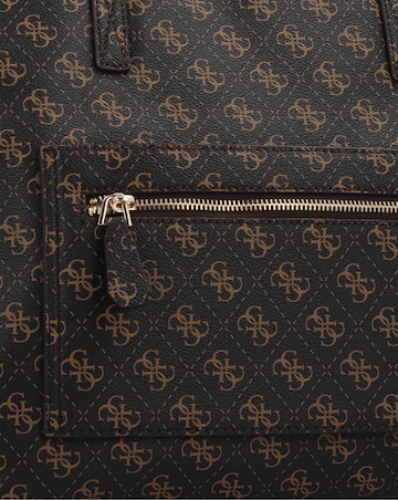 Guess Large Power Play II Brown Logo Tech Tote Bag