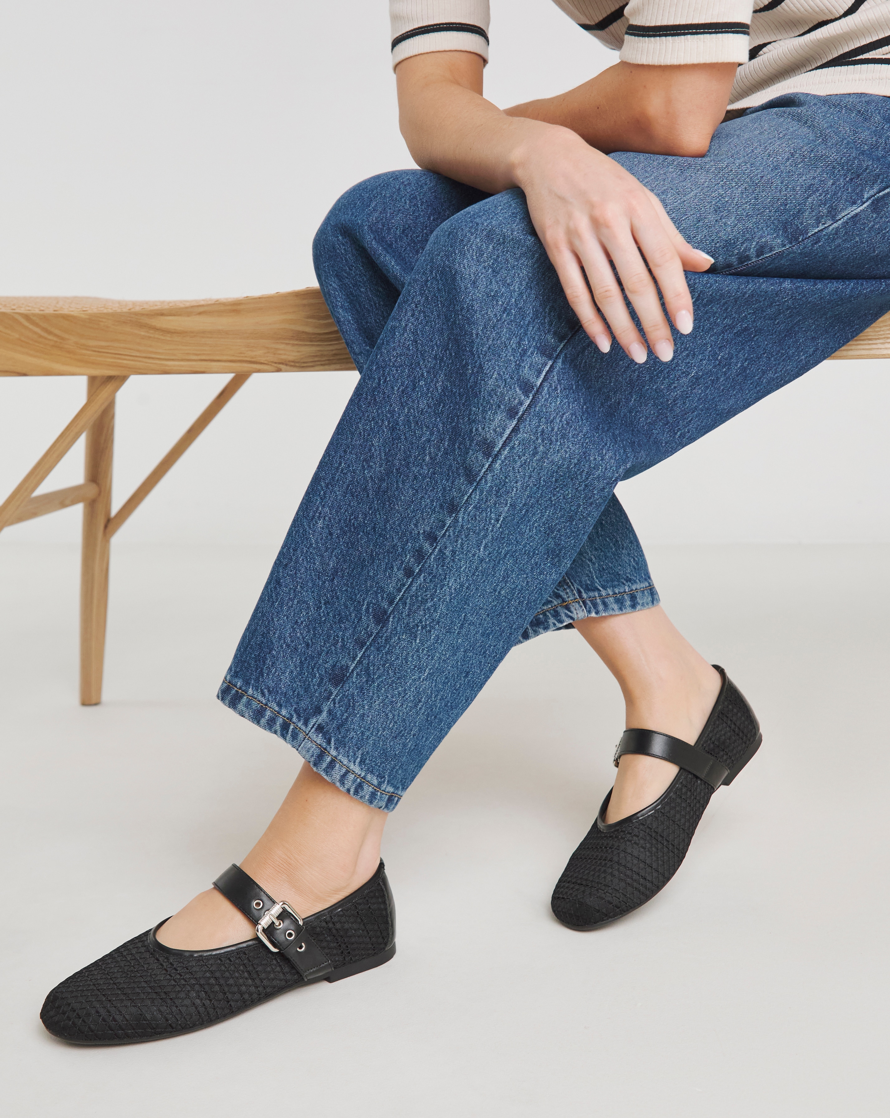 Net Mesh Mary Jane Ballerina Wide