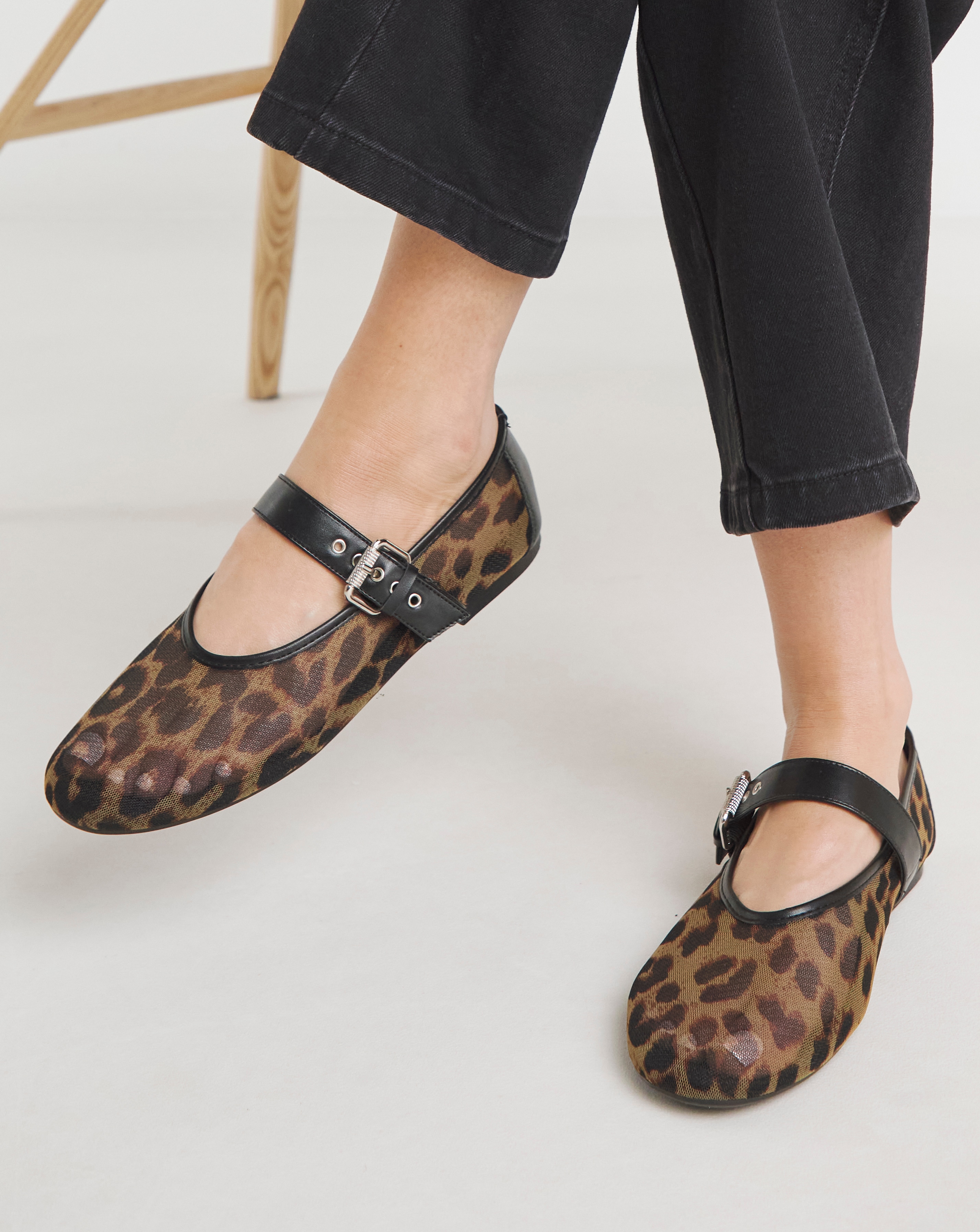 Net Mesh Mary Jane Ballerina Wide