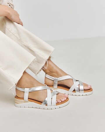 Senna Leather Tubular Sandals - Wide Fit (E)