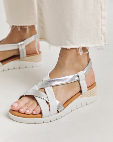 Senna Leather Tubular Sandals - Wide Fit (E)
