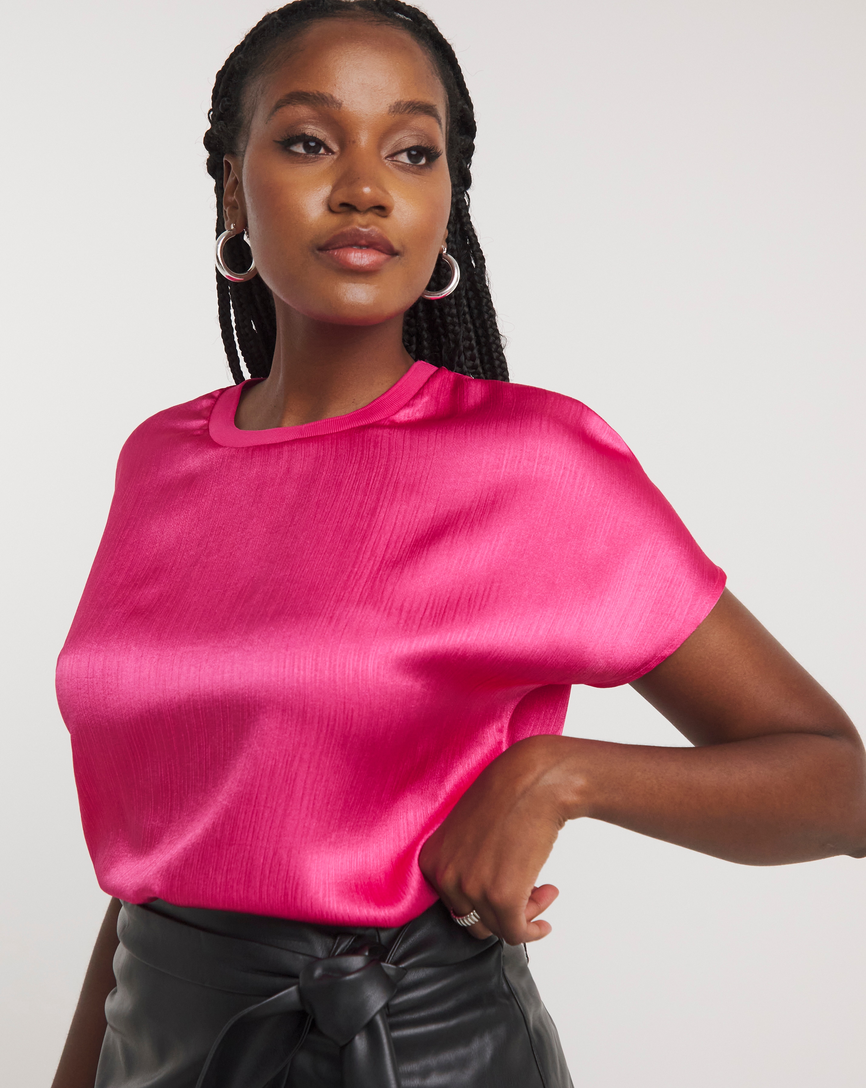 Pink Satin Boxy Top