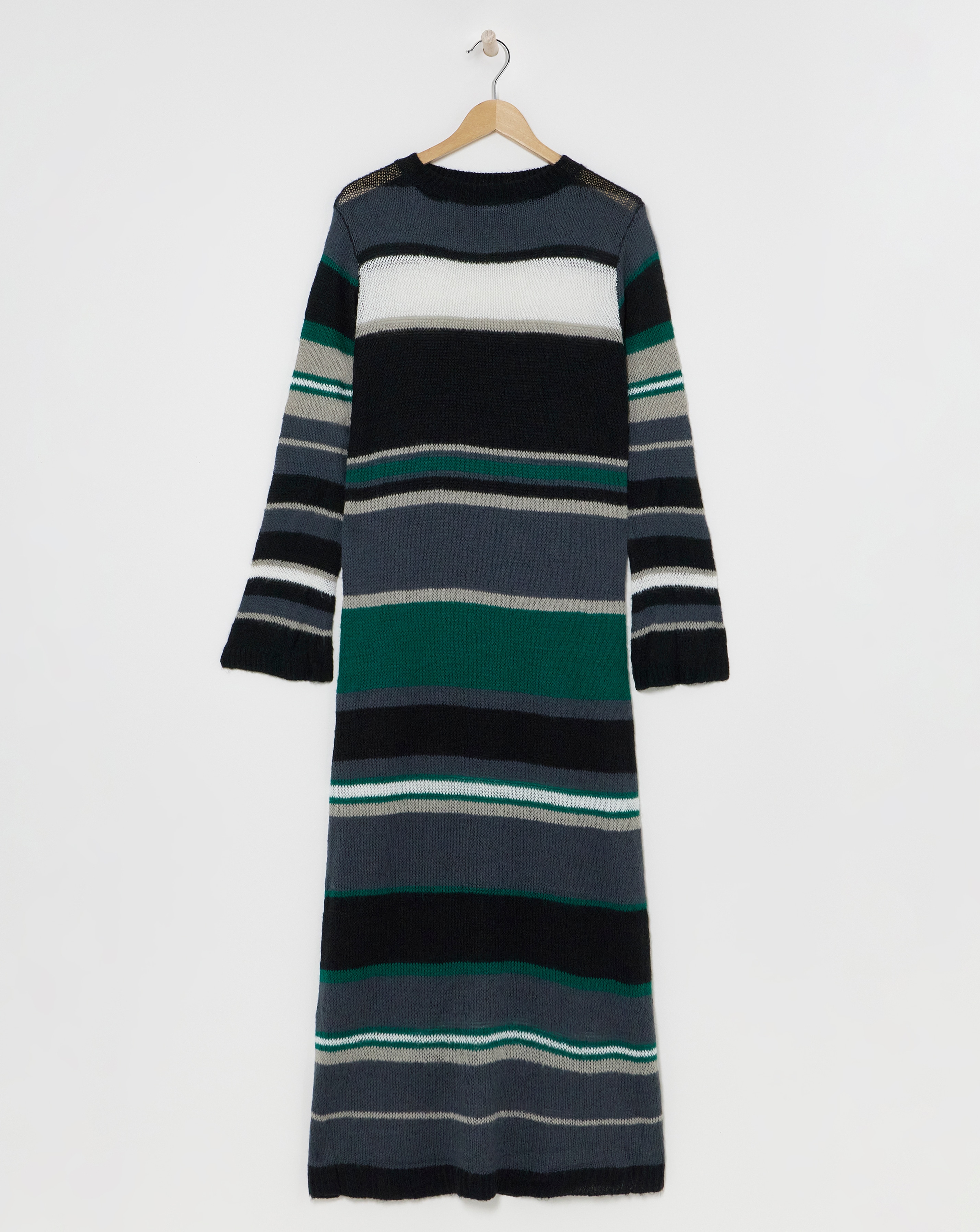 Simply Be - Women's Stripe Knitted Midaxi Dress - Size 16/18 - Black/green