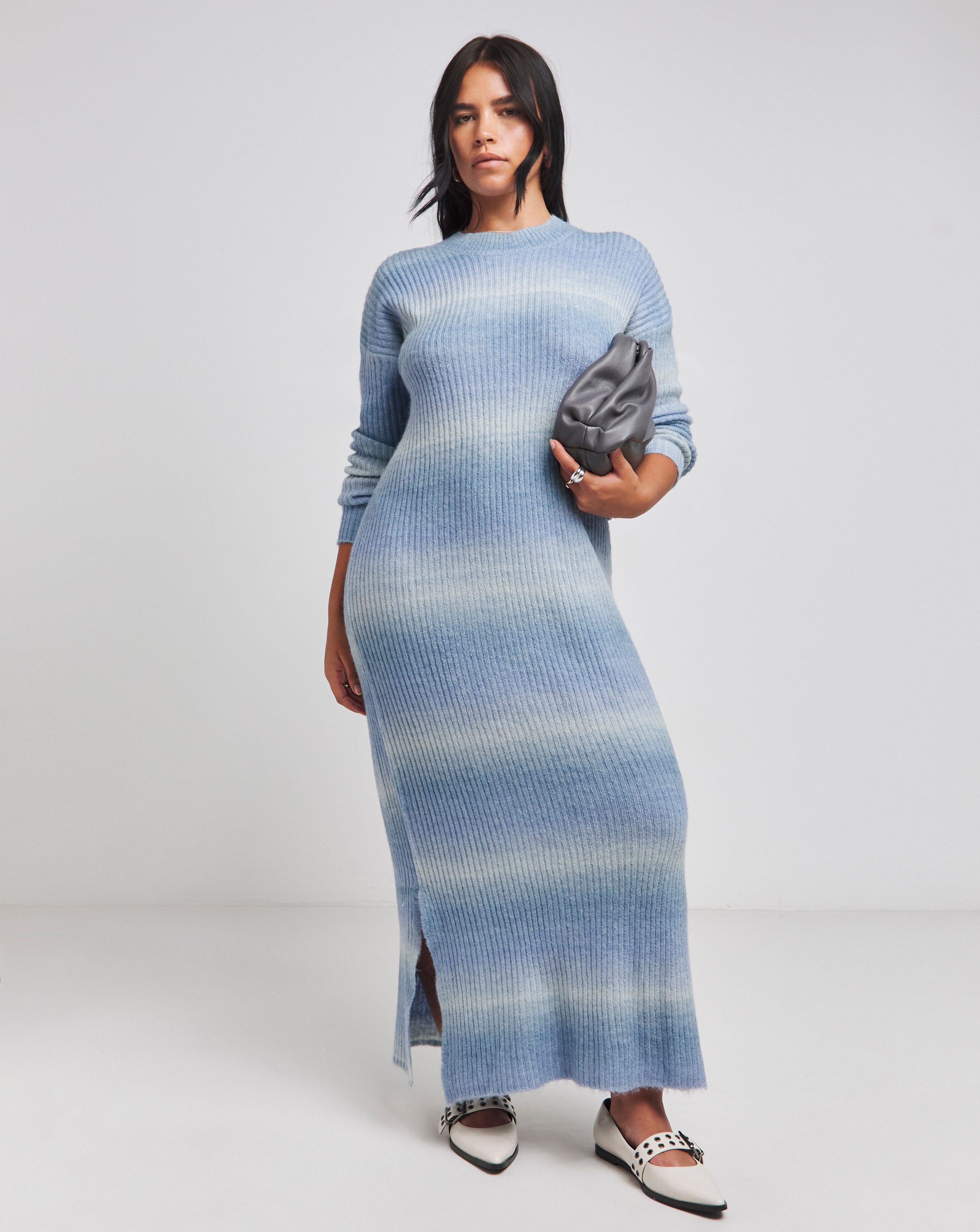 Simply Be - Women's Blue Ombre Knitted Dress - Size 16/18 - Blue - 50% Acrylic 26% Polyester 14% Nylon 7% Wool 3% Spandex