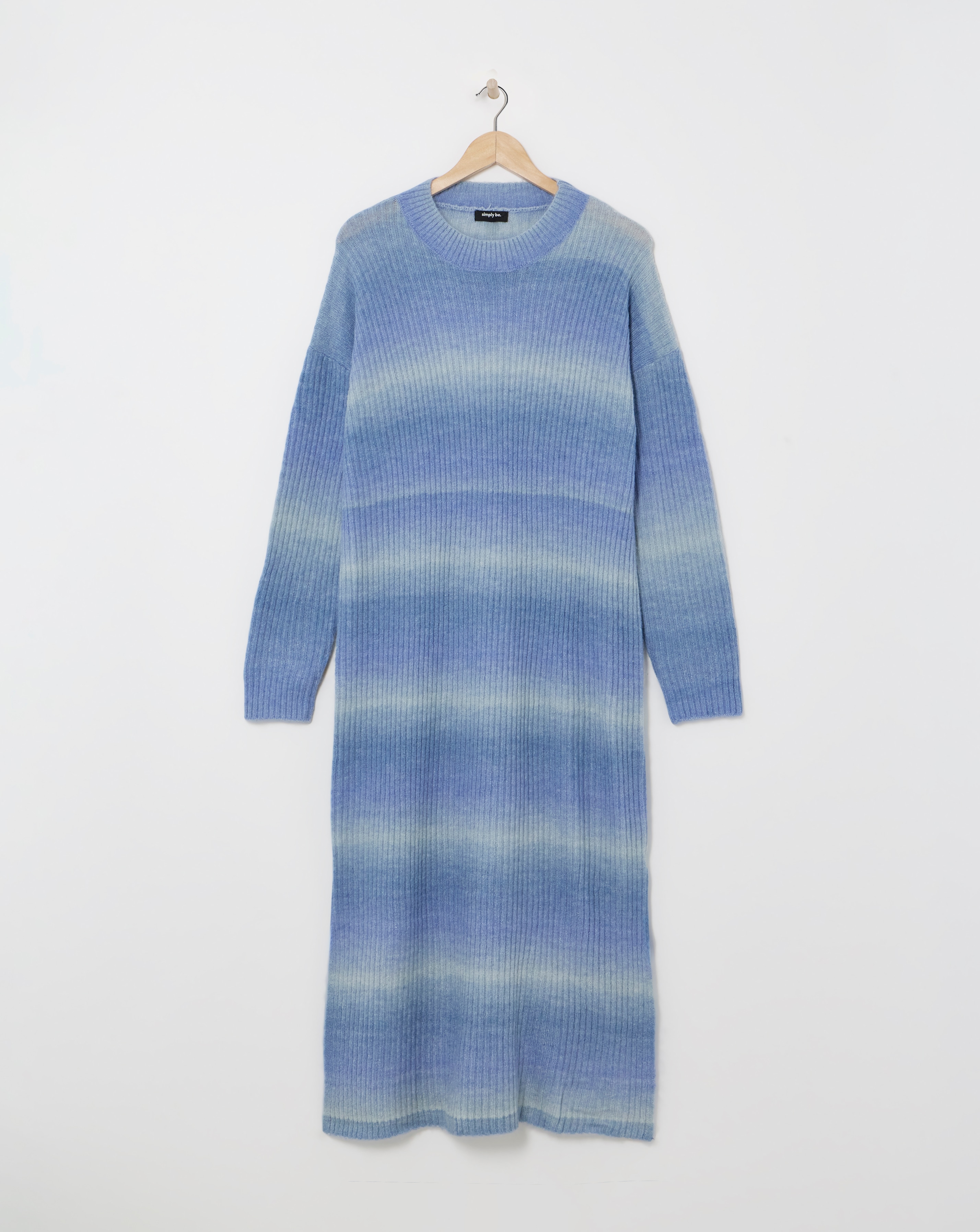 Simply Be - Women's Blue Ombre Knitted Dress - Size 16/18 - Blue - 50% Acrylic 26% Polyester 14% Nylon 7% Wool 3% Spandex