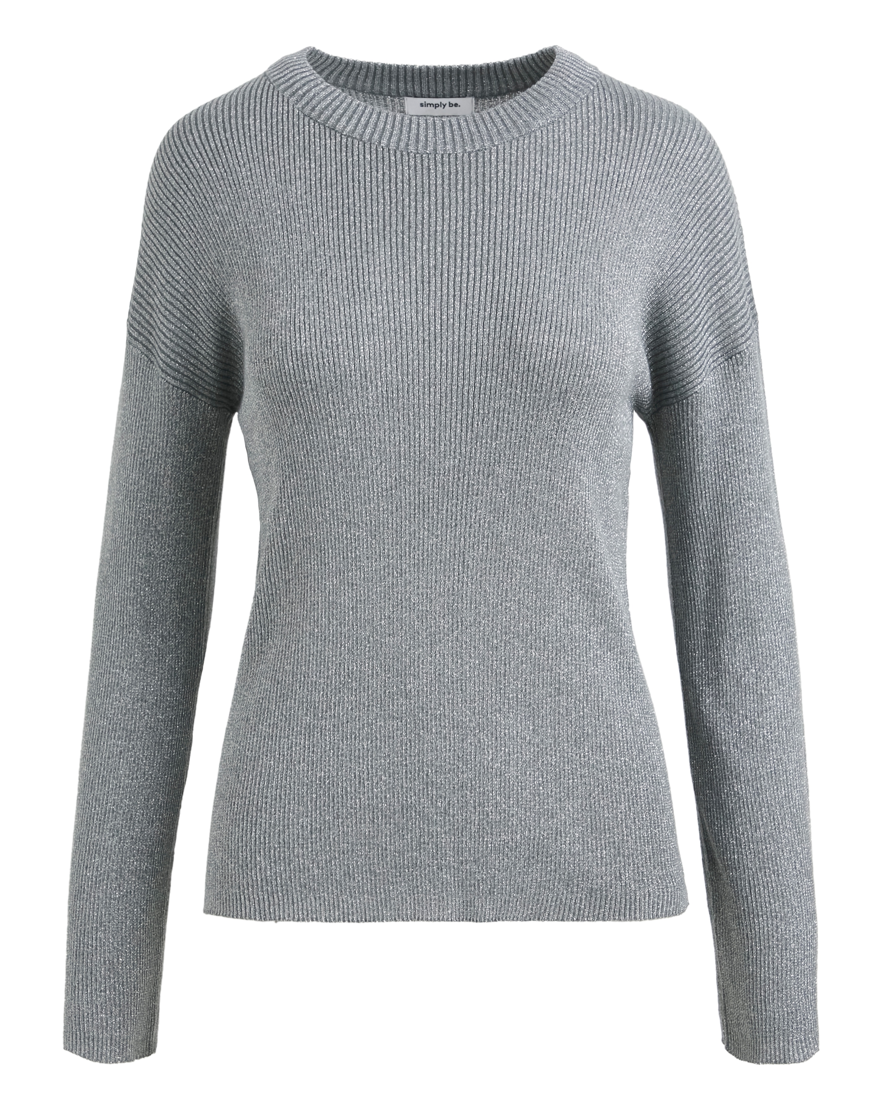 Metallic Ribbed Flute Sleeve Jumper