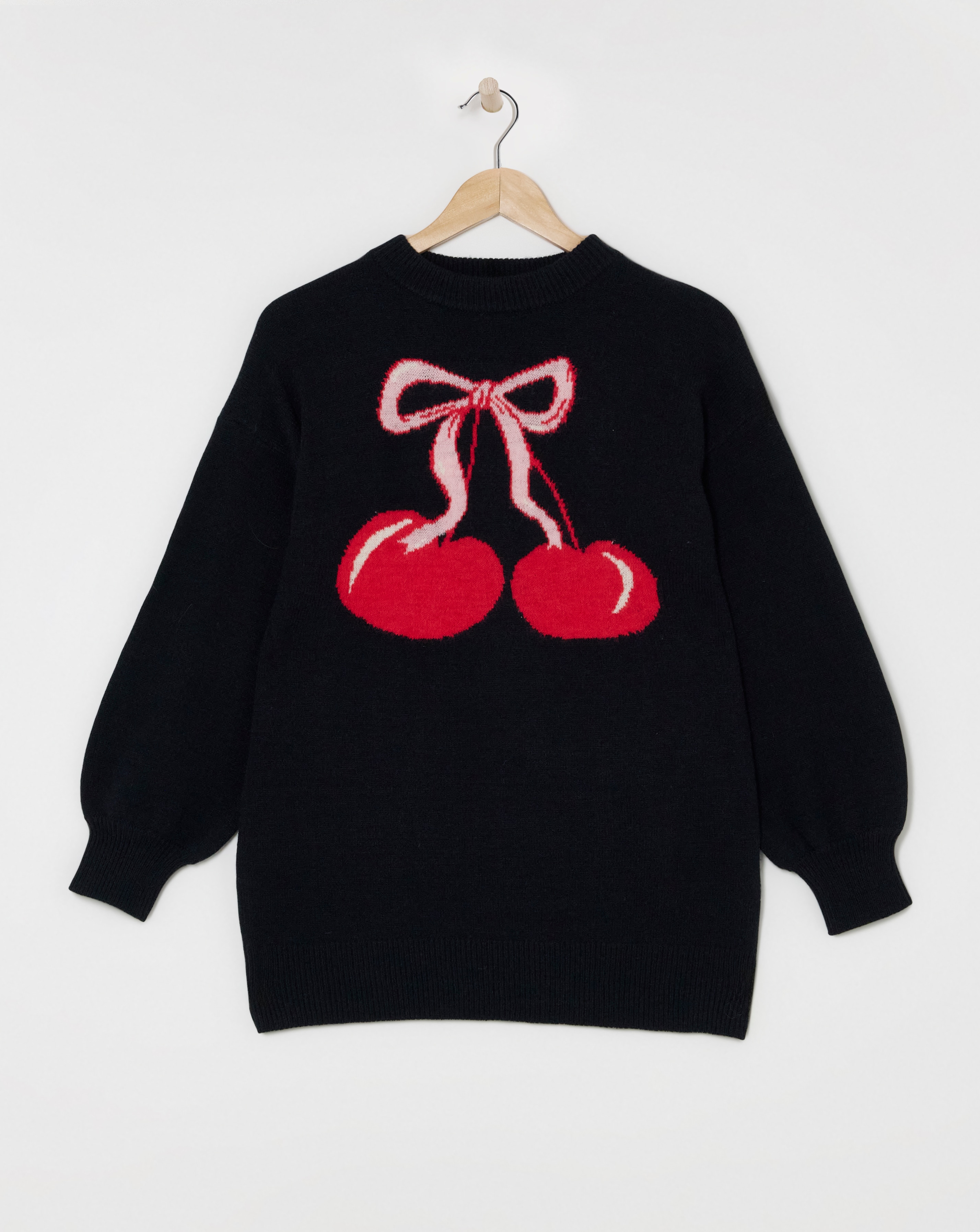 Black Cherry Graphic Longline Jumper