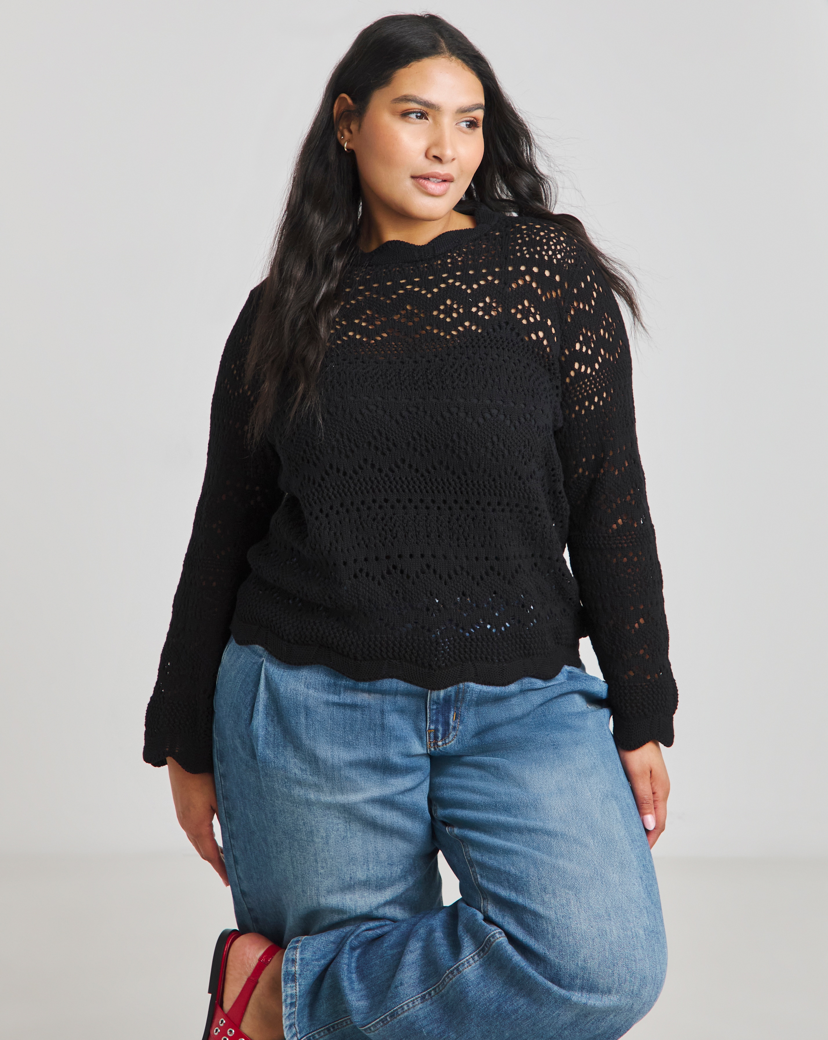 Simply Be Black Crochet Look Jumper