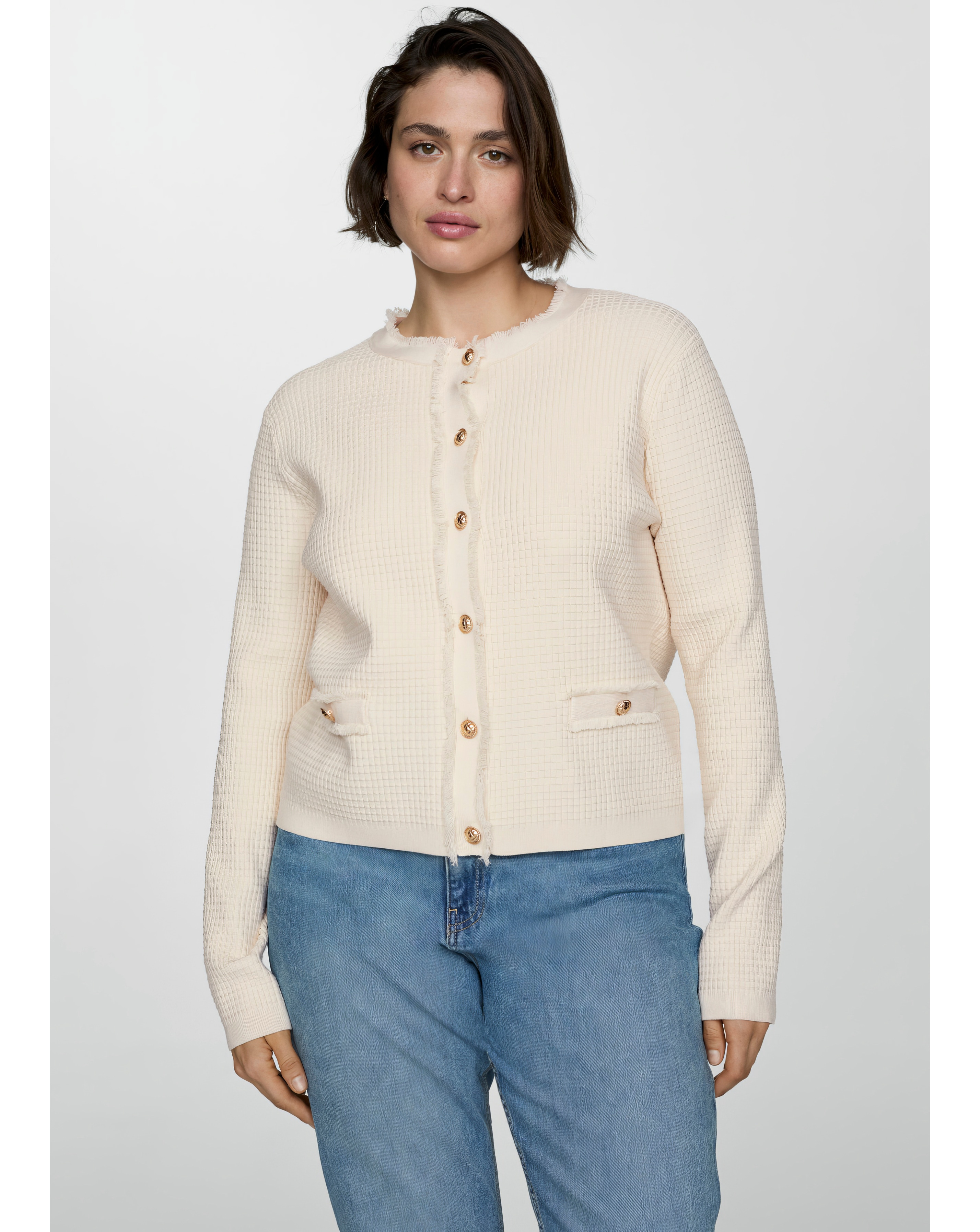 Mango Knitted Button Front Jacket