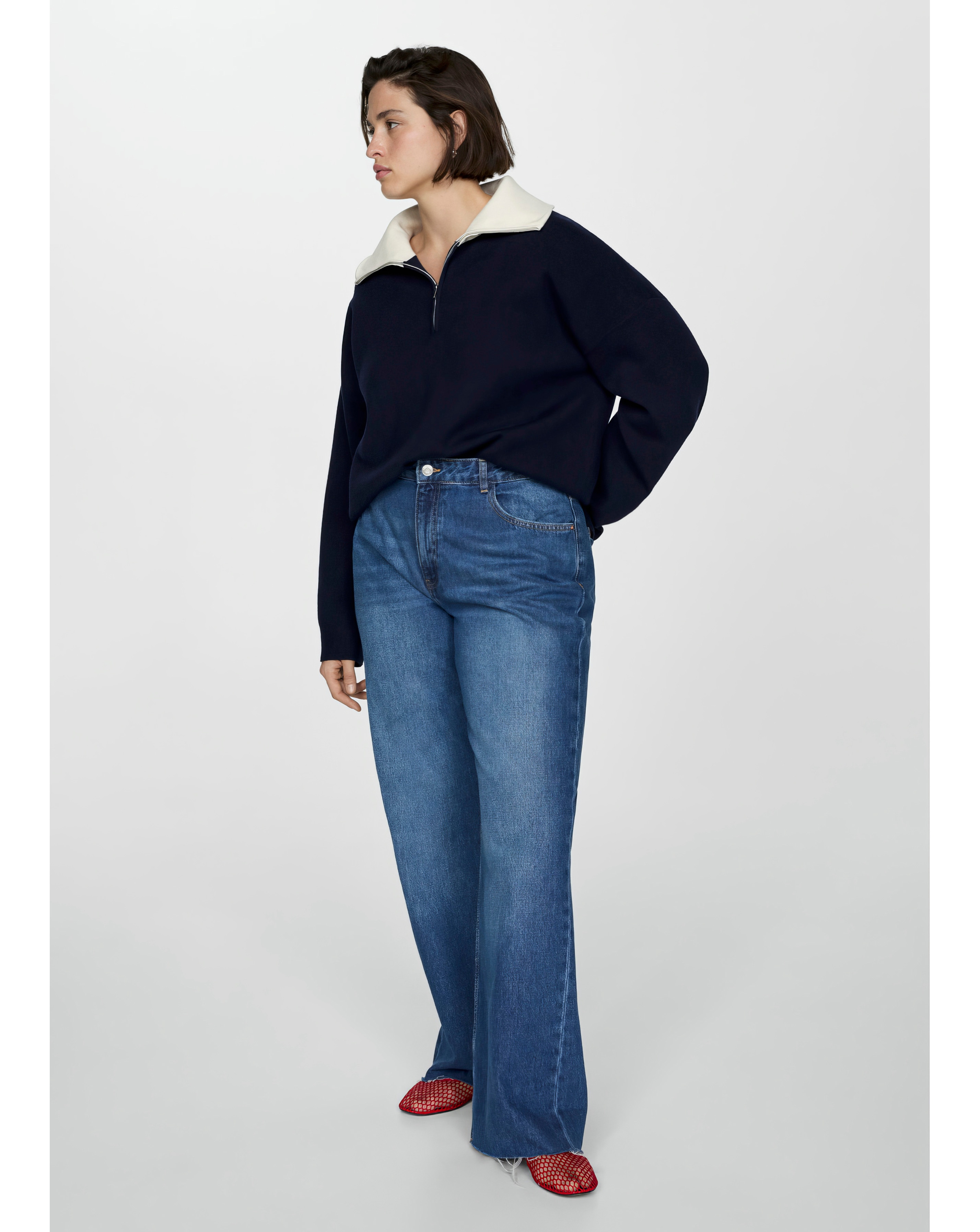 Mango Latas Contrast Collar Sweater