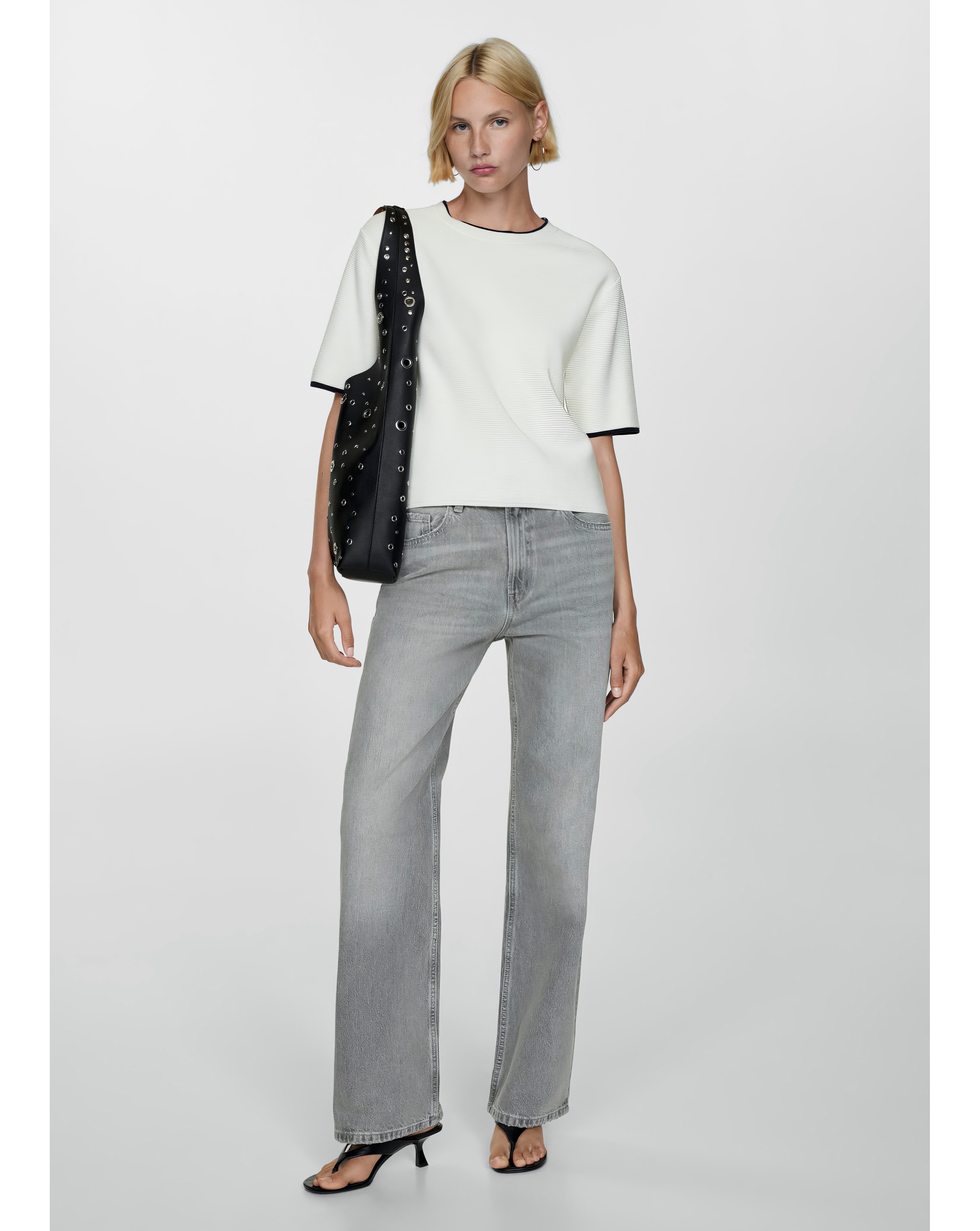 Mango Contrast Trim Sweater