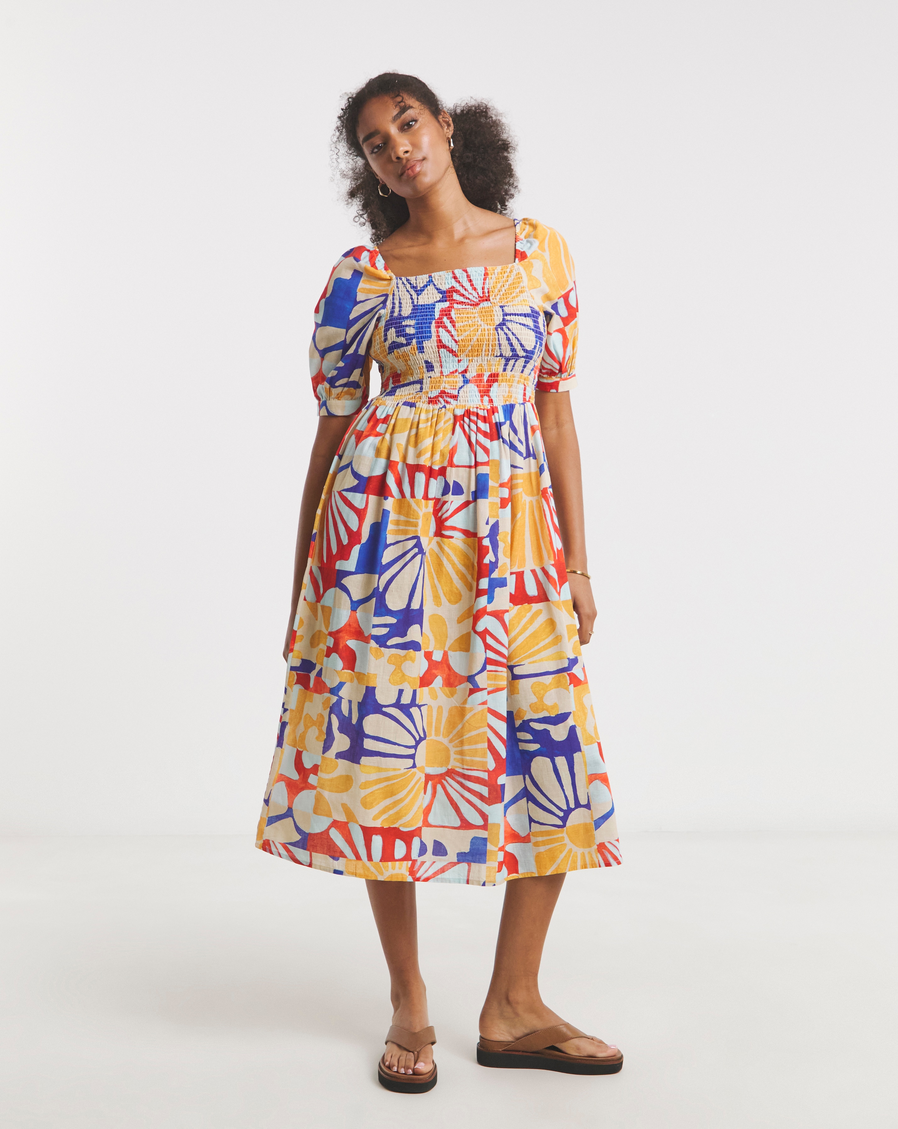 Native Youth Shirred Printed Smock