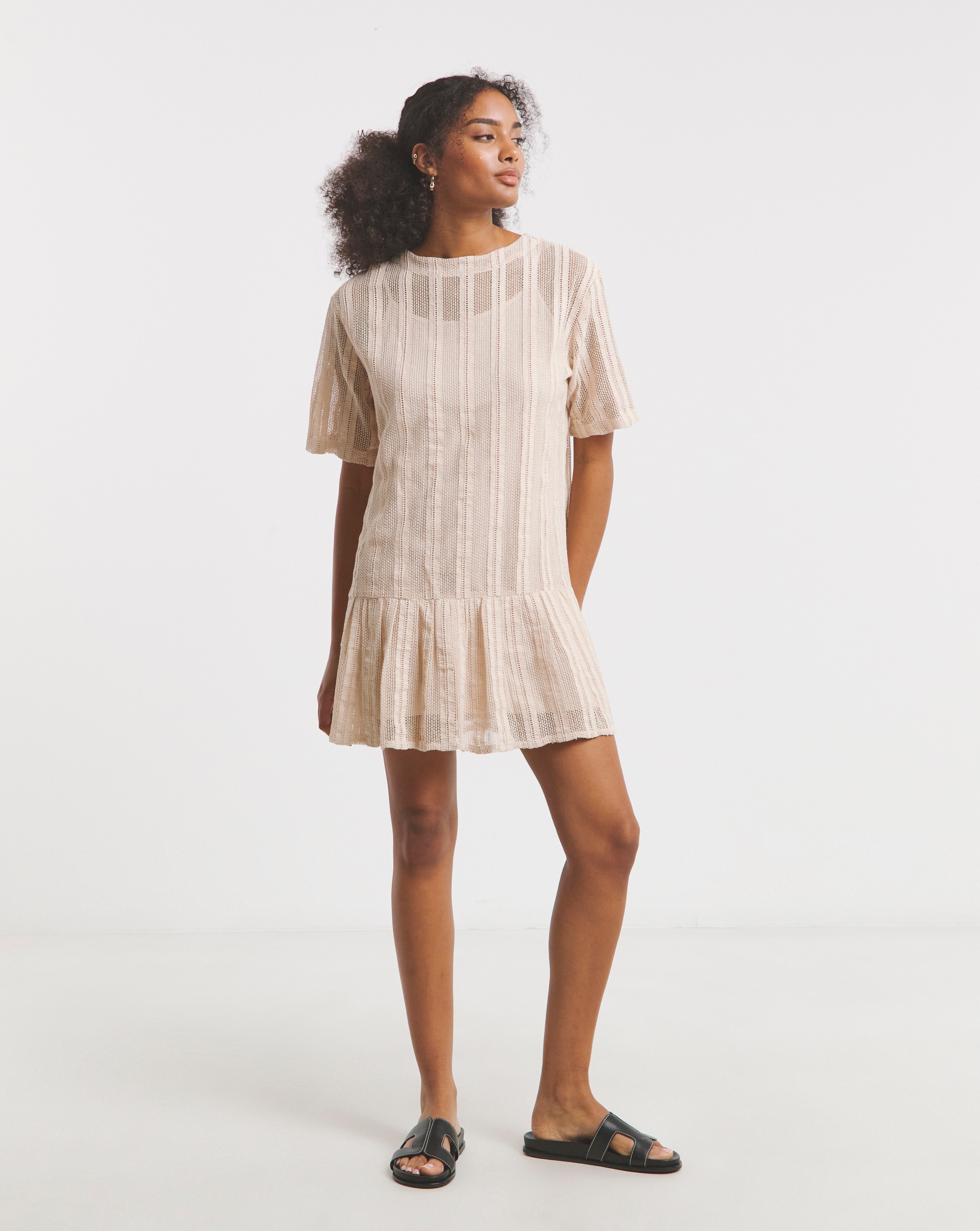 Native Youth Stripe Peplum Dress