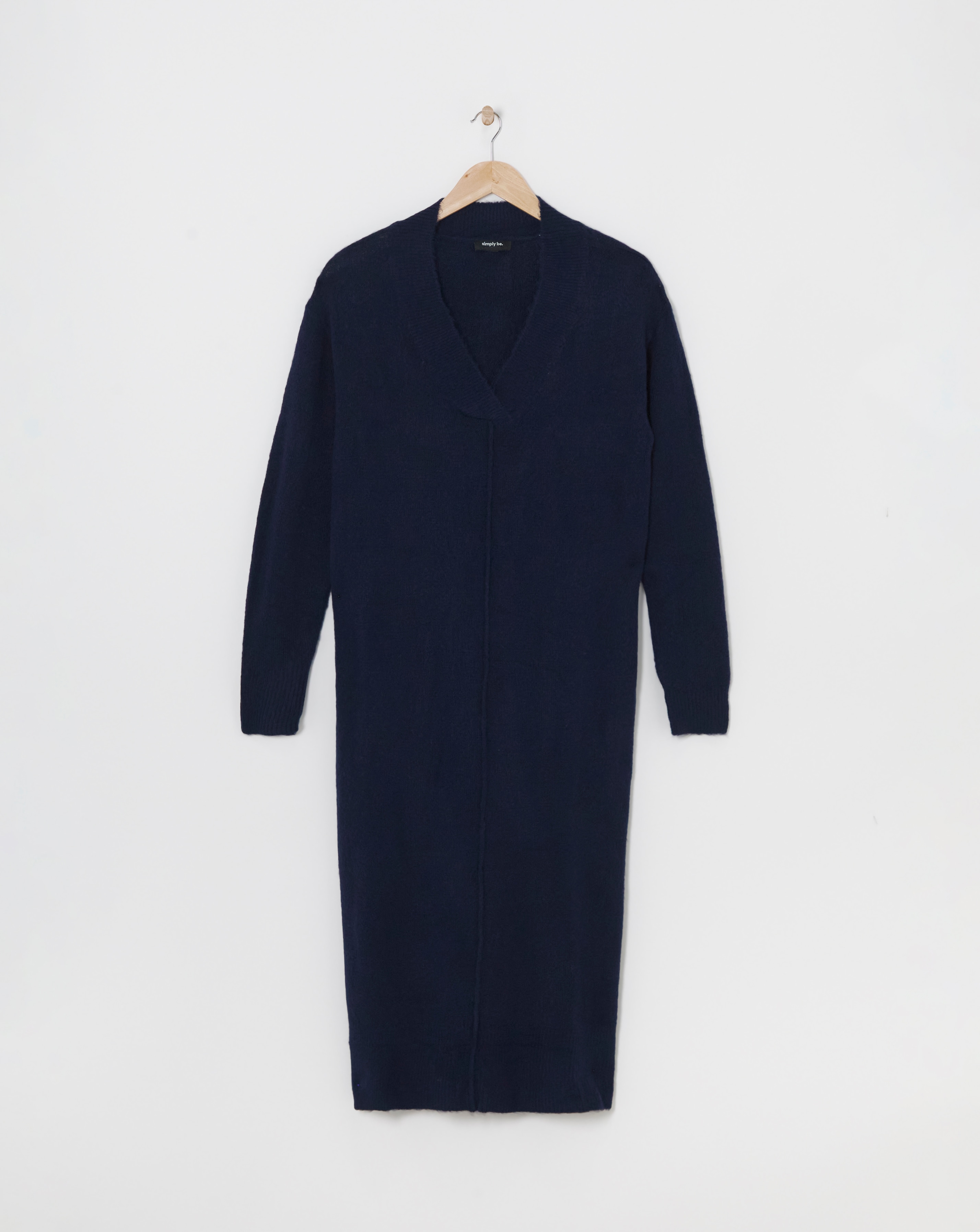 Simply Be - Women's Navy V Neck Midaxi Knitted Dress - Size 8/10 - Navy - 68% Acrylic 29% Polyester 3% Elastane