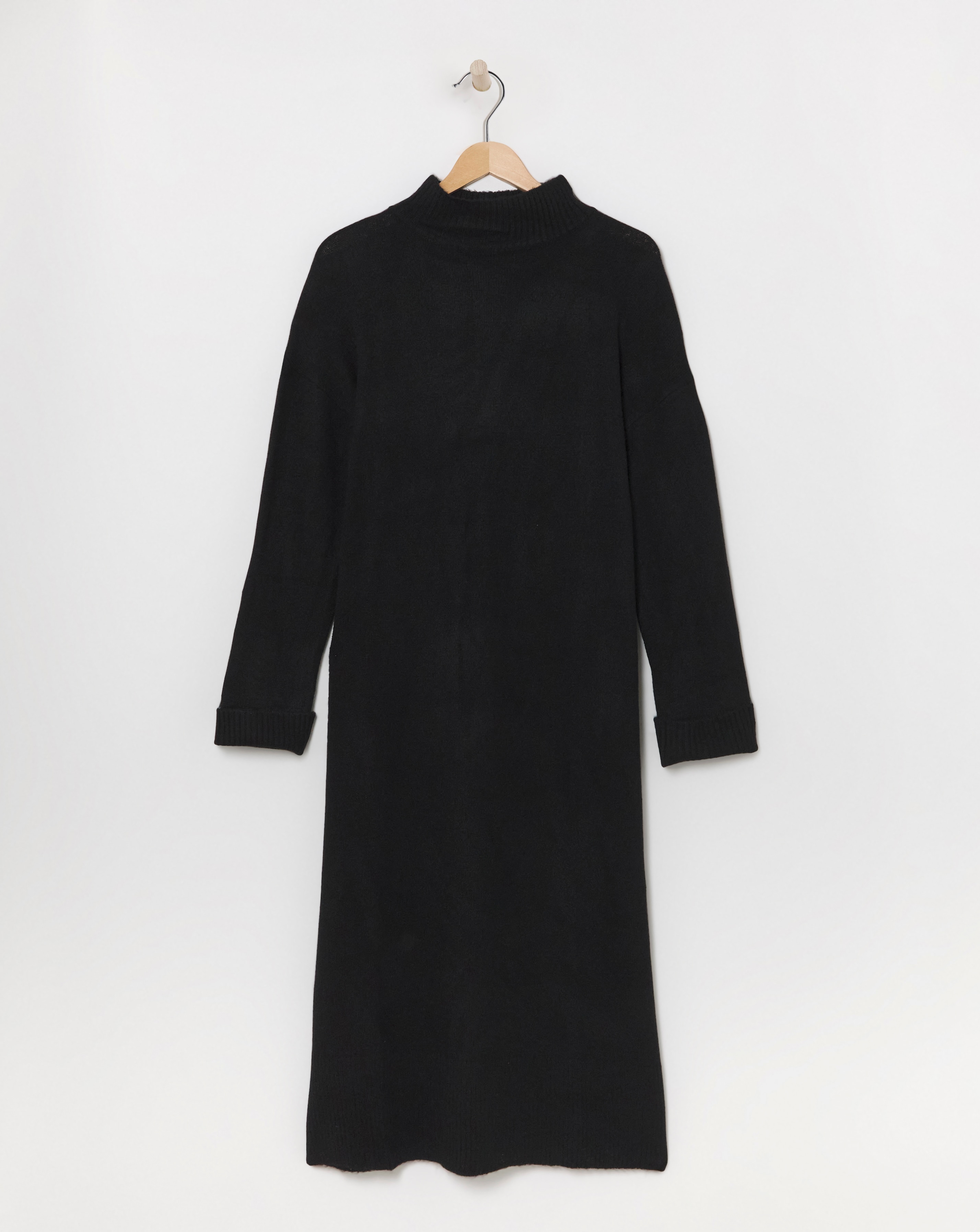 Simply Be - Women's Black High Neck Knitted Midaxi Dress - Size 12/14 - Black - 68% Acrylic 29% Polyester 3% Elastane