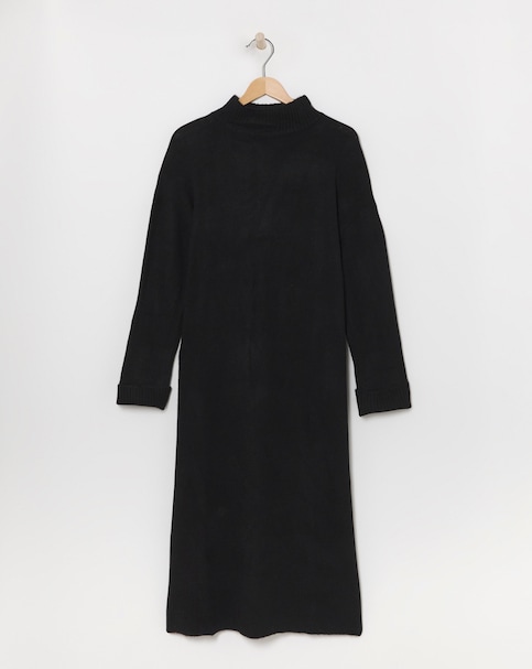 Simply Be - Women's Black High Neck Knitted Midaxi Dress - Size 12/14 - Black - 68% Acrylic 29% Polyester 3% Elastane