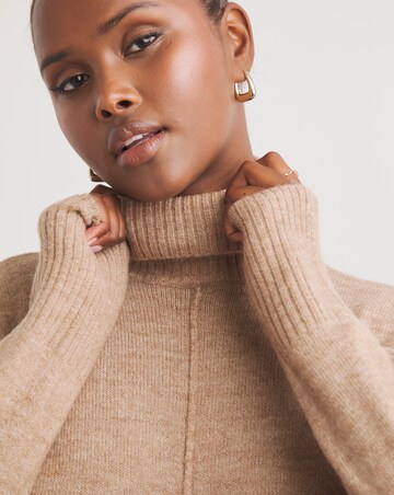 Mink Roll Neck Longline Jumper | Simply Be