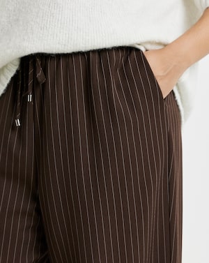Pinstripe Drawstring WideLeg Trousers - Image 4