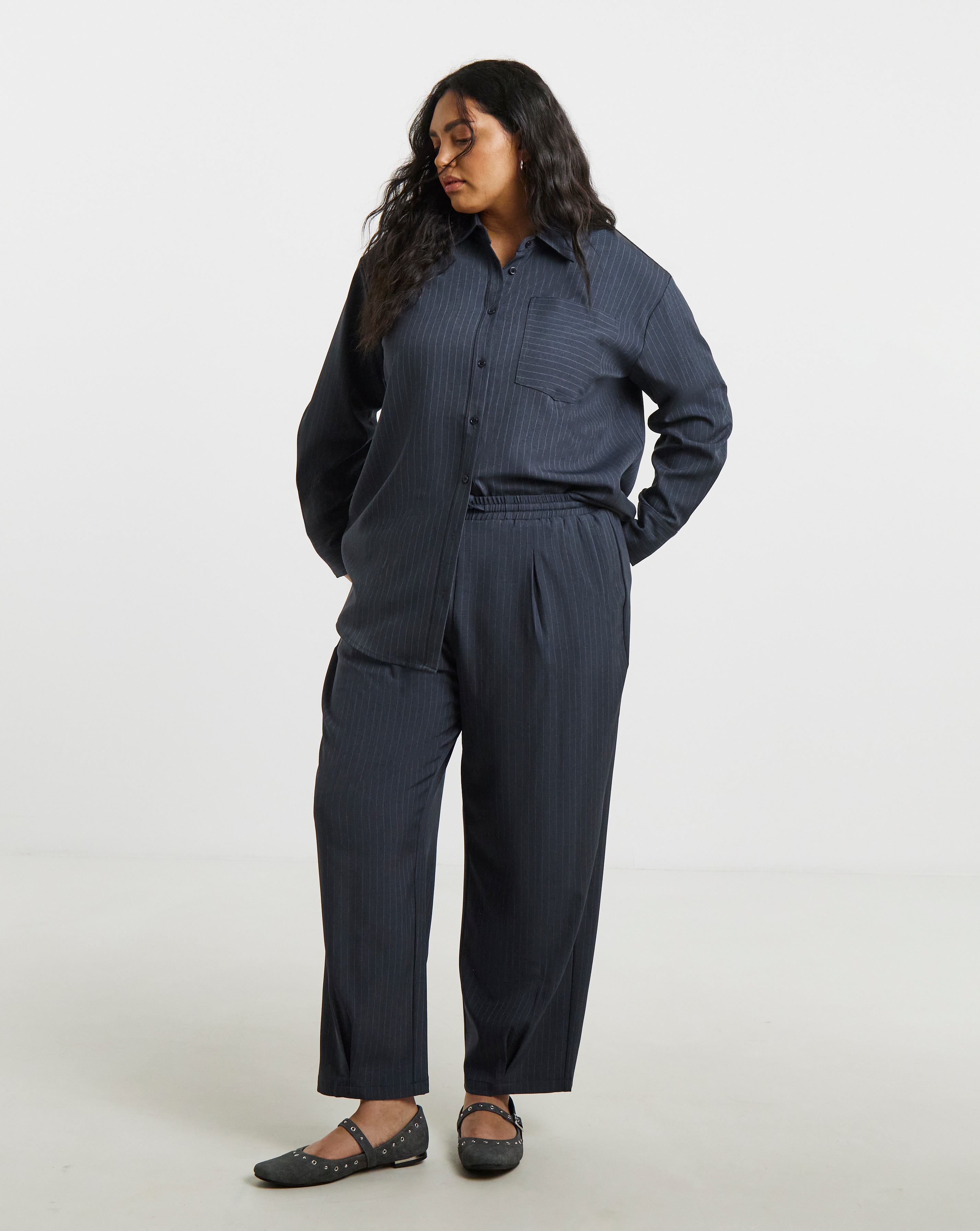 New In - Simply Be Pinstripe Peg Leg Trousers