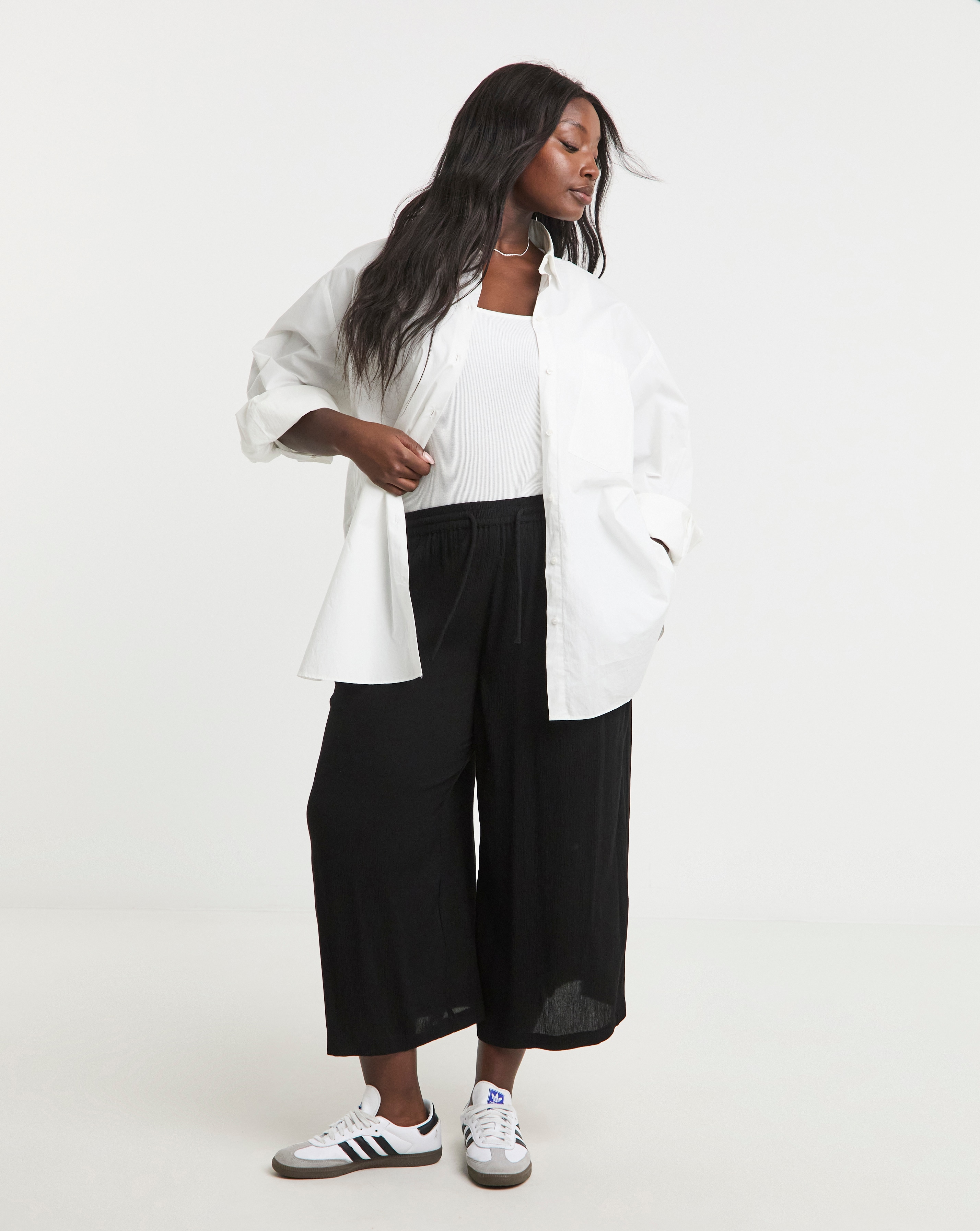 Simply Be Black Crinkle Culottes