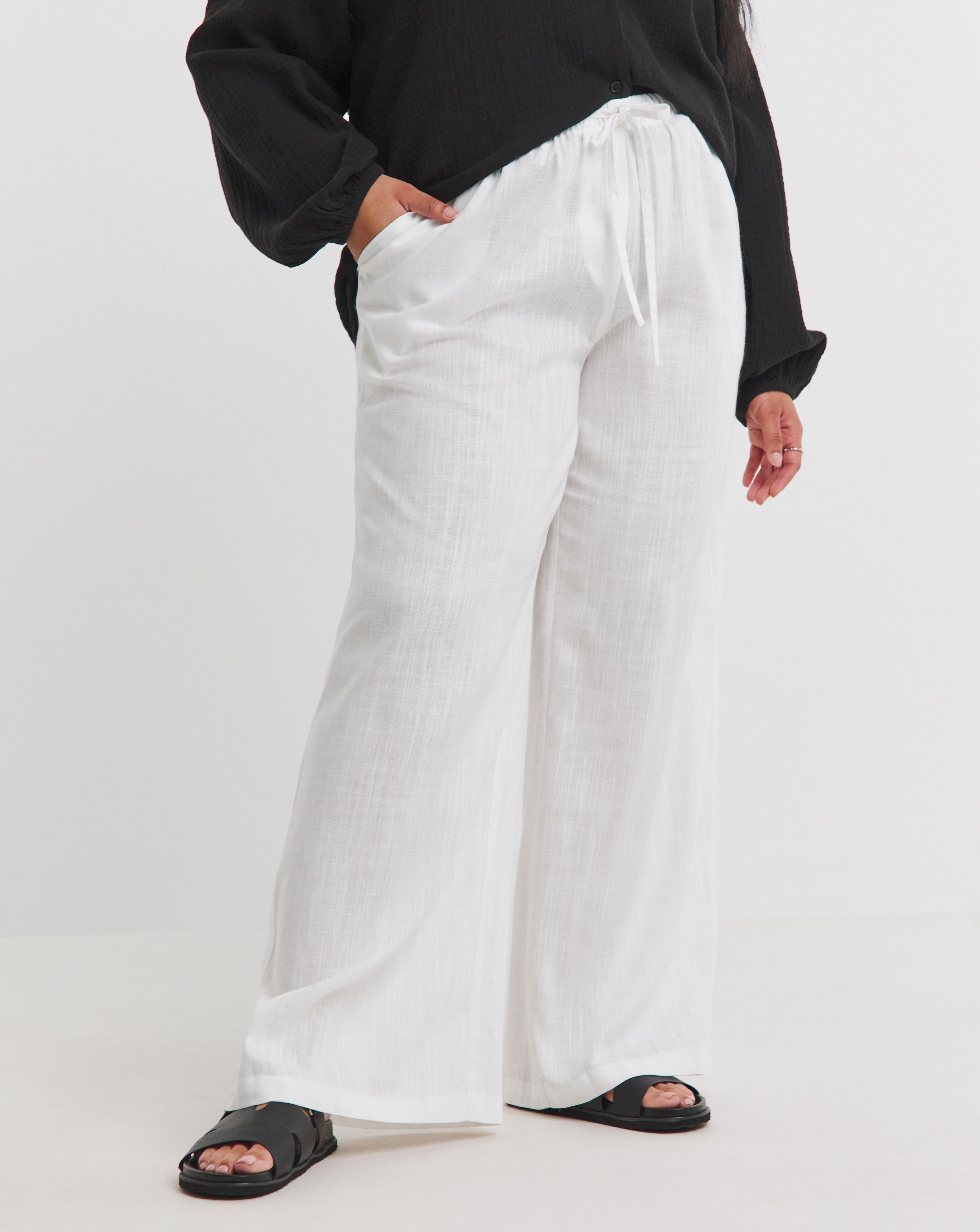 Simply Be Linen Mix Wide Leg Trouser