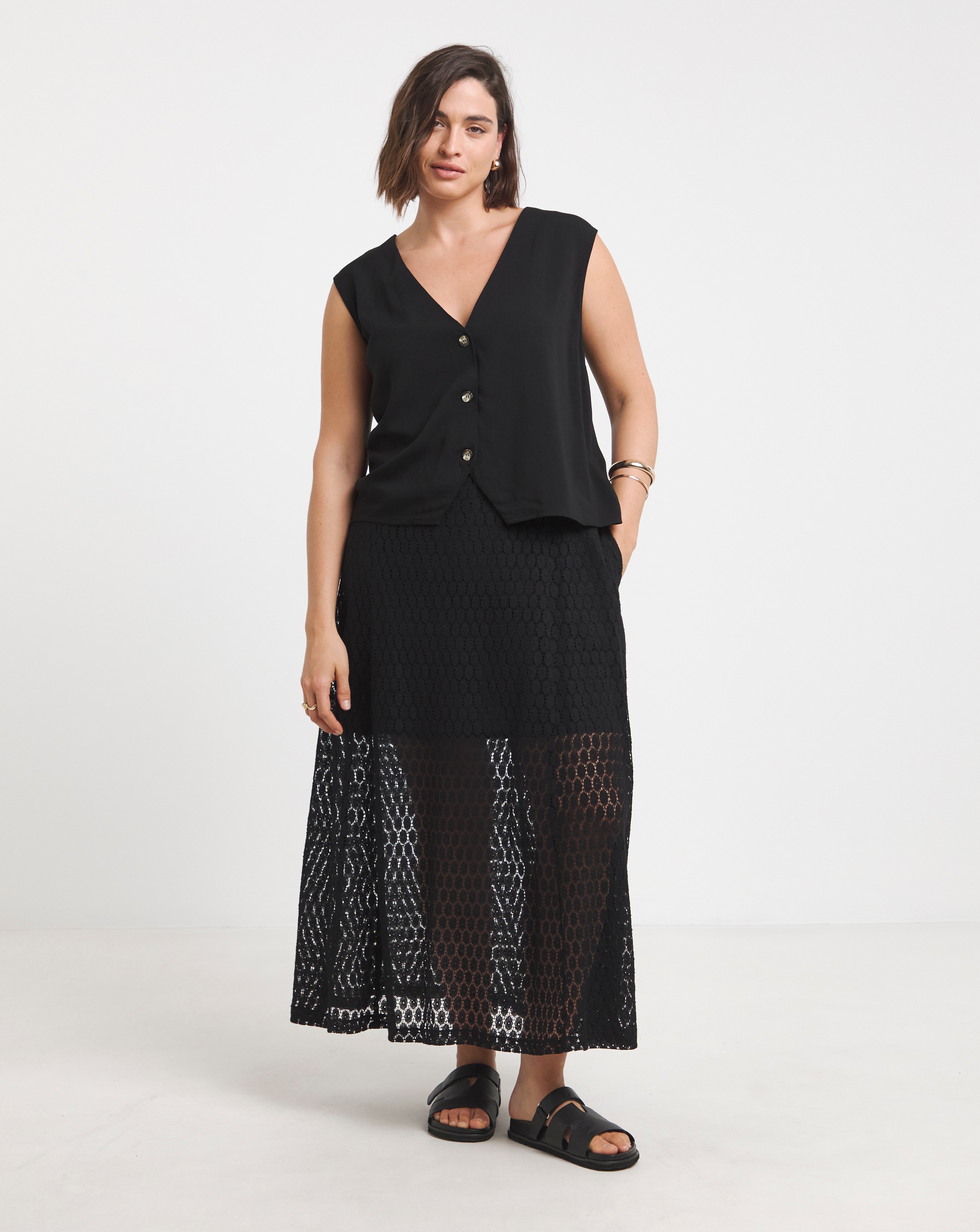 SBE Black Lace Midaxi Aline Skirt
