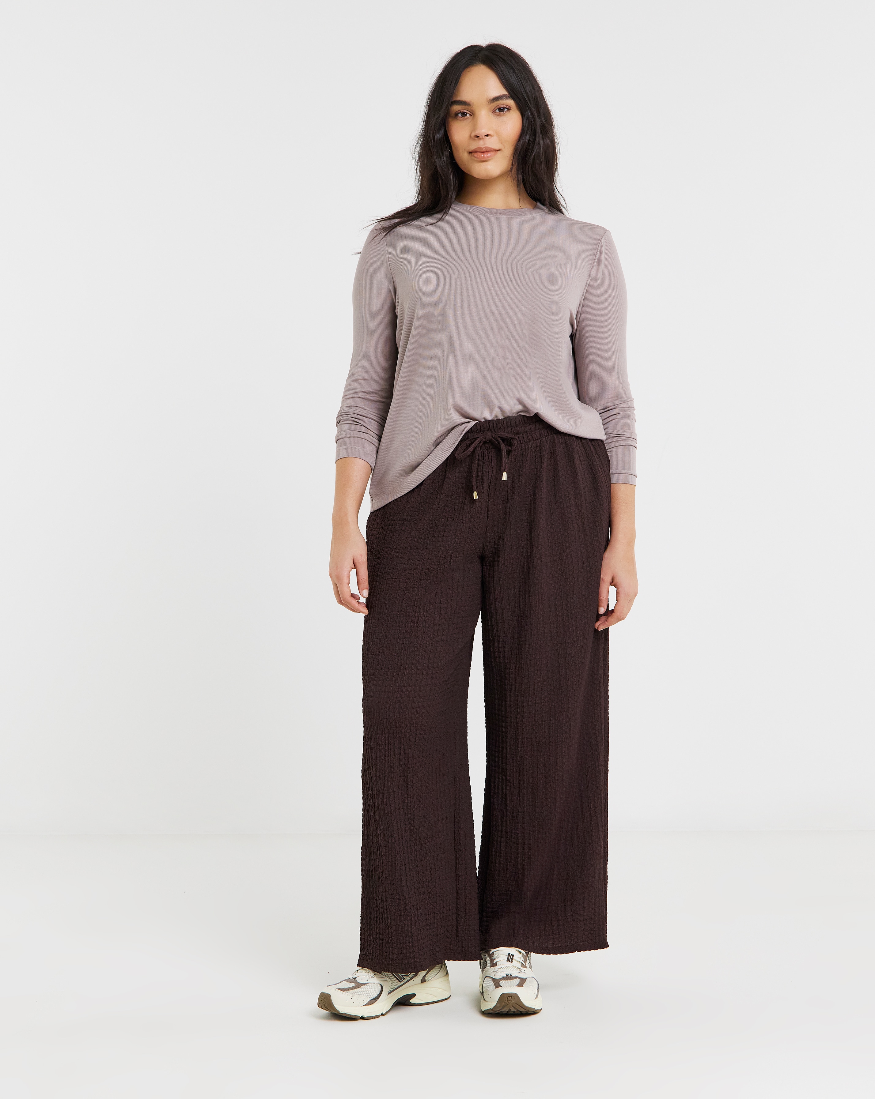 New In - Jersey Textured Wide Leg Trousers