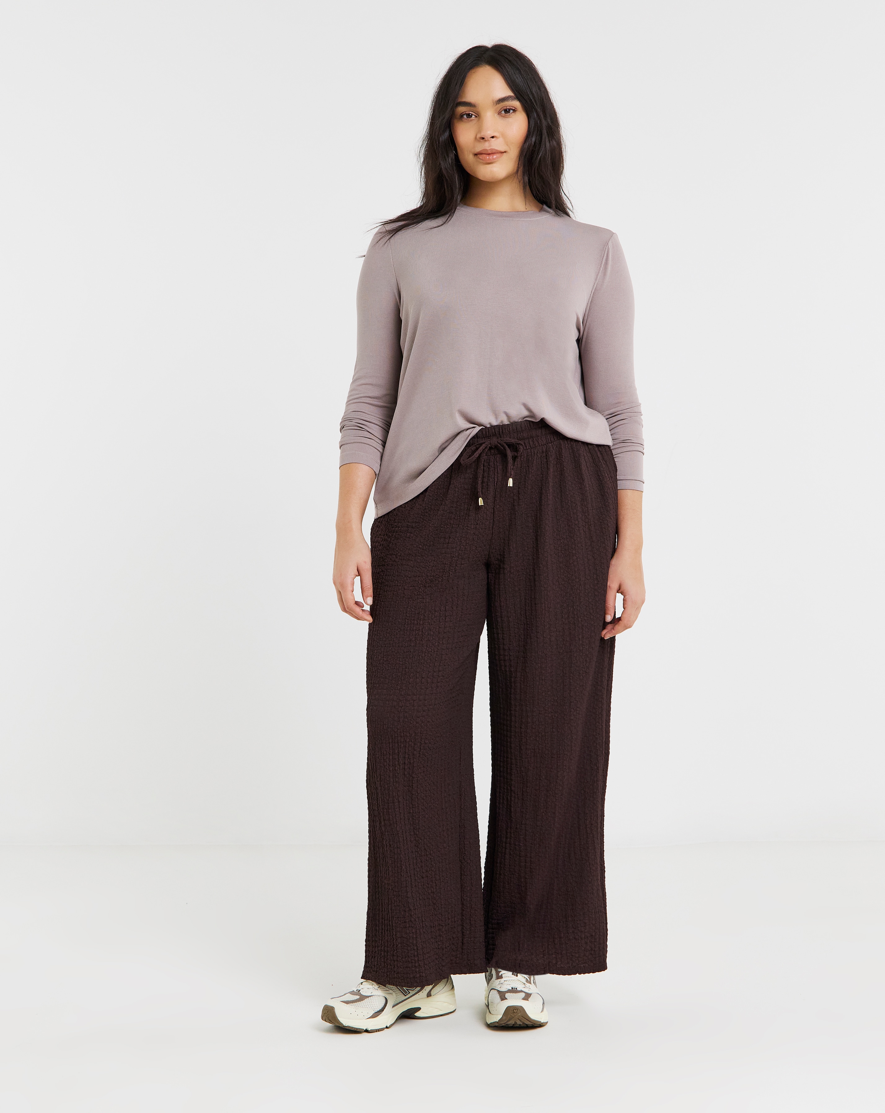 New In - Jersey Textured Wide Leg Trousers