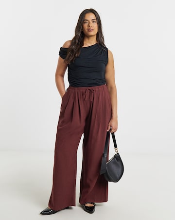 Wine Pleat Front Palazzo Trouser