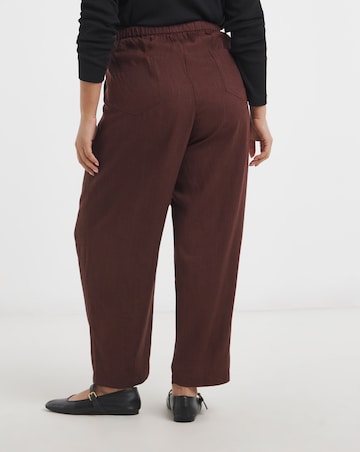 Simply Be Chocolate Tie Waist Linen Barrel Trousers