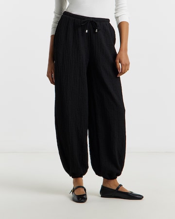 Black Jersey Textured Balloon Trouser