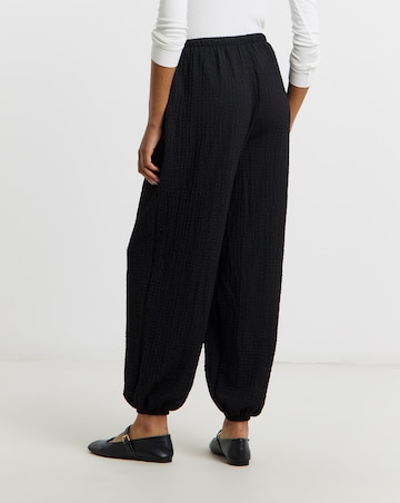 Black Jersey Textured Balloon Trouser