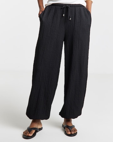 Black Jersey Textured Balloon Trouser