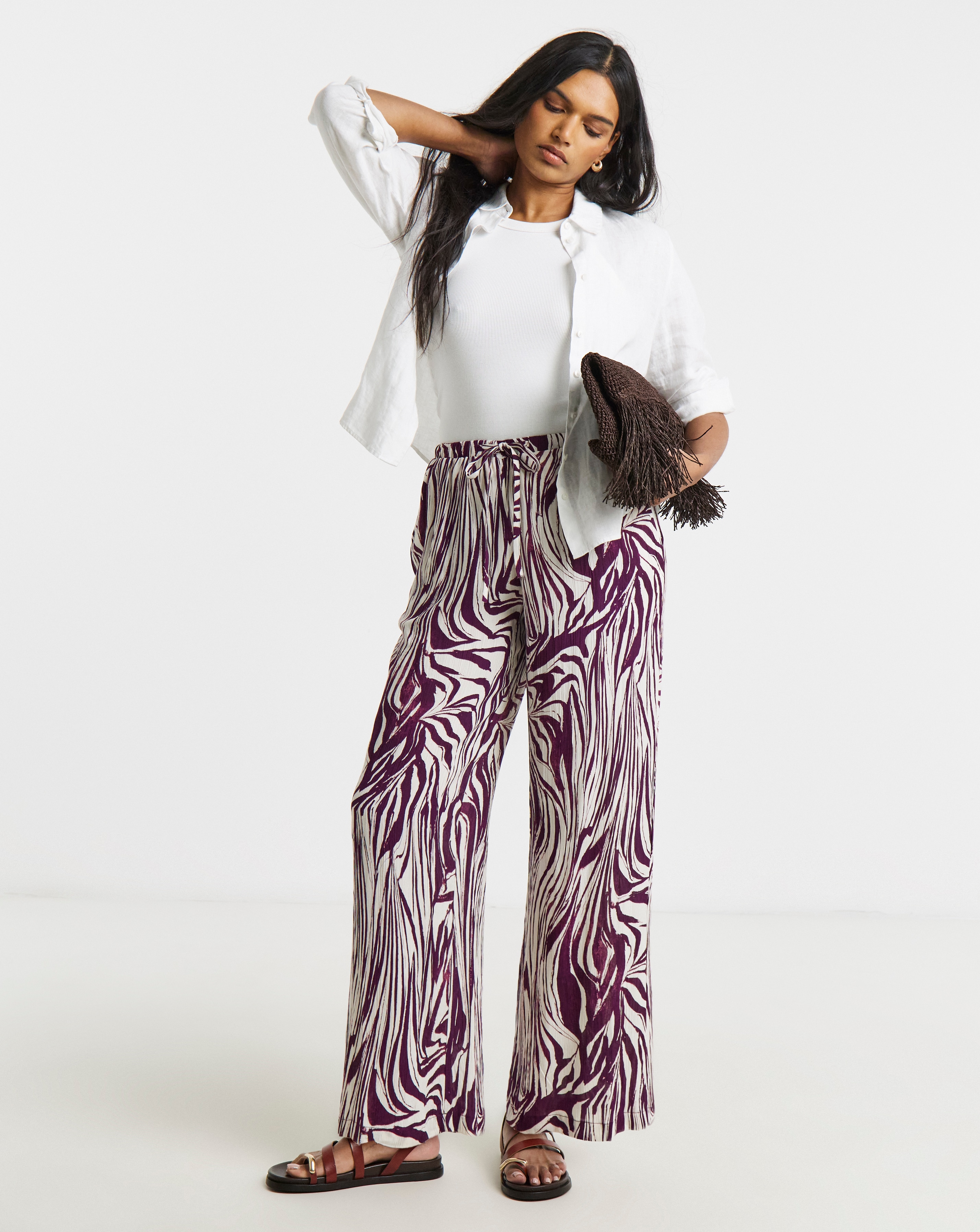 New In - Zebra Crinkle Wide Leg Trouser