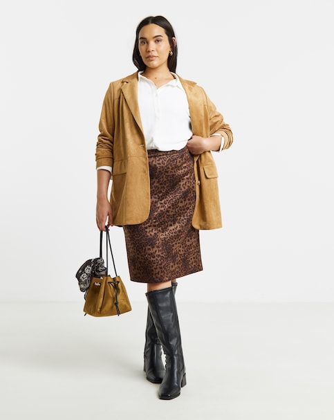 Simply Be Leopard Suedette Midi Skirt