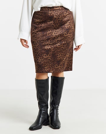 Simply Be Leopard Suedette Midi Skirt