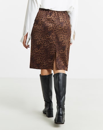 Simply Be Leopard Suedette Midi Skirt
