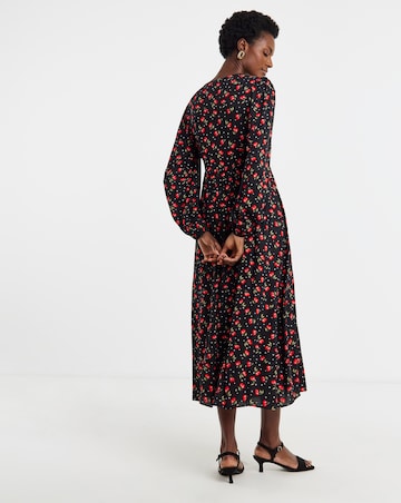 Cherry Print Button Through Tea Dress