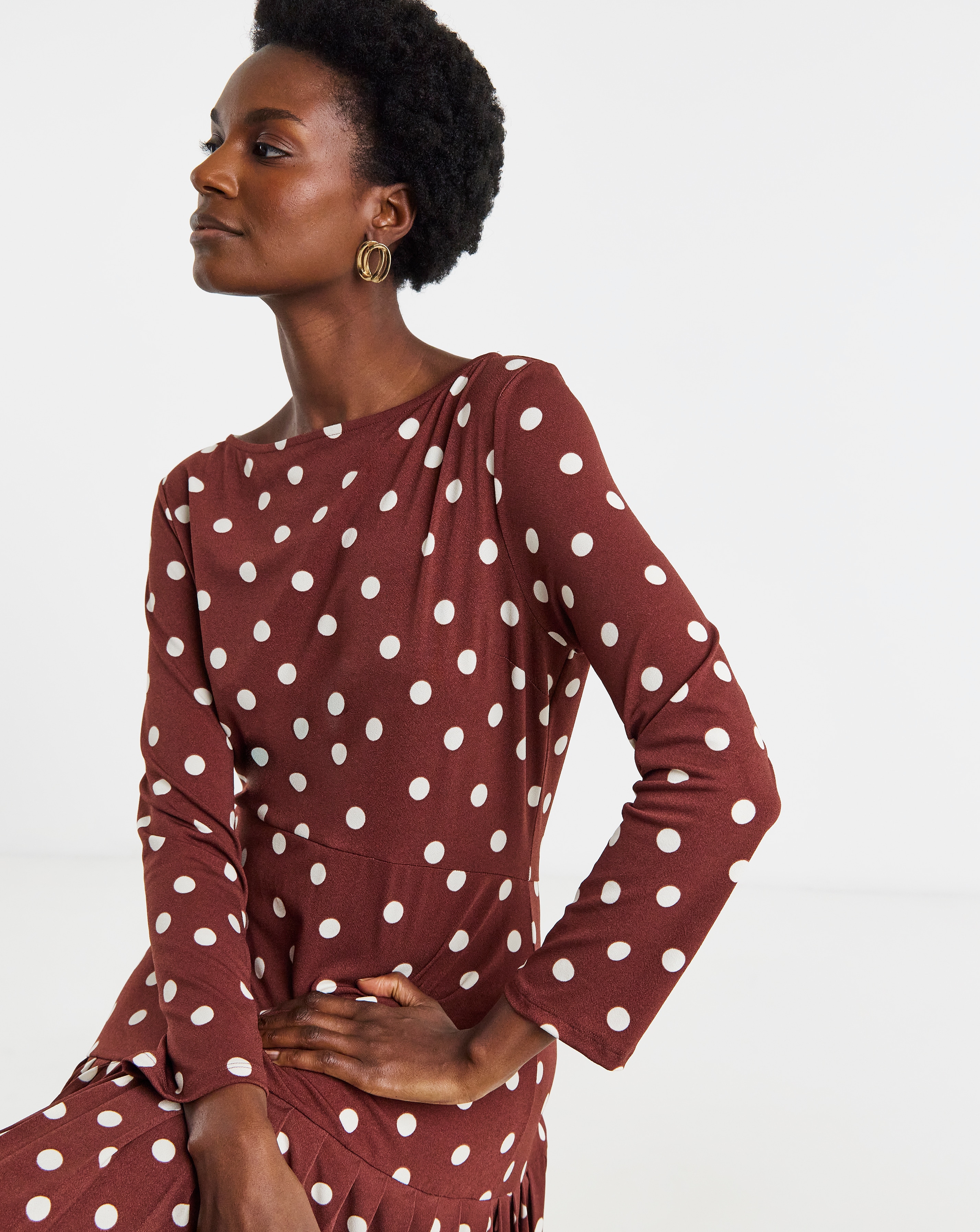 New In - Textured Jersey Pleated Dress