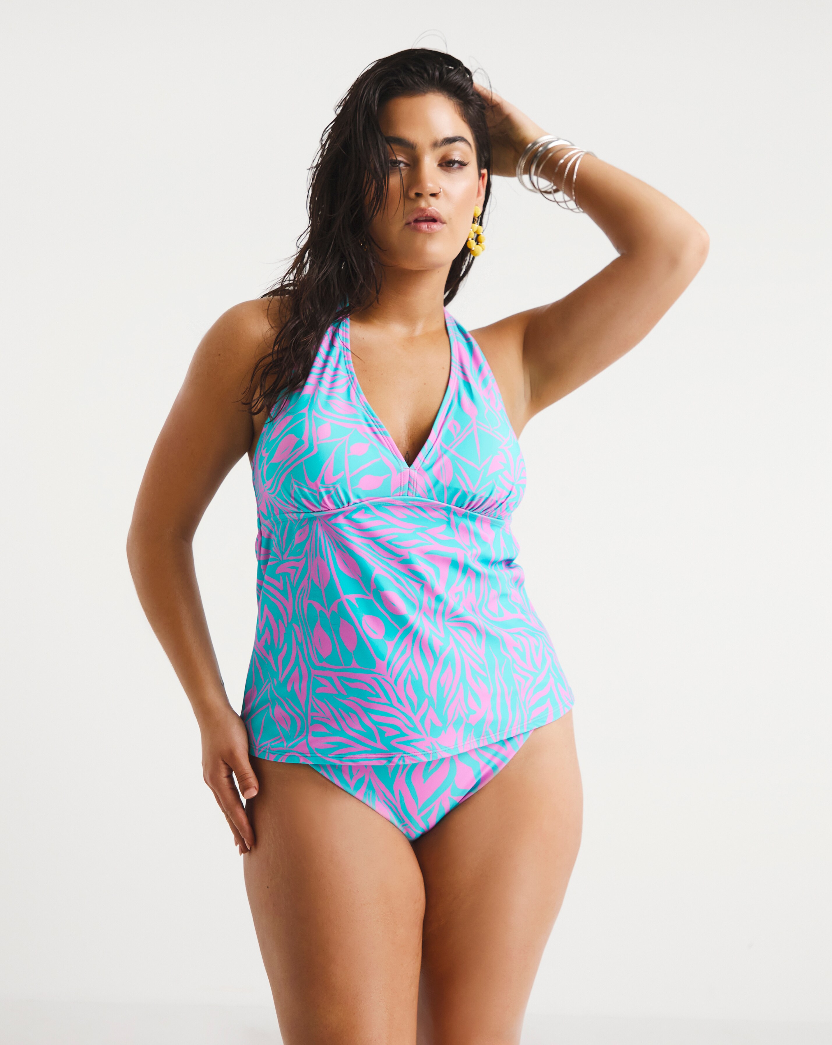 Mix And Match Halterneck Tankini Top | Simply Be