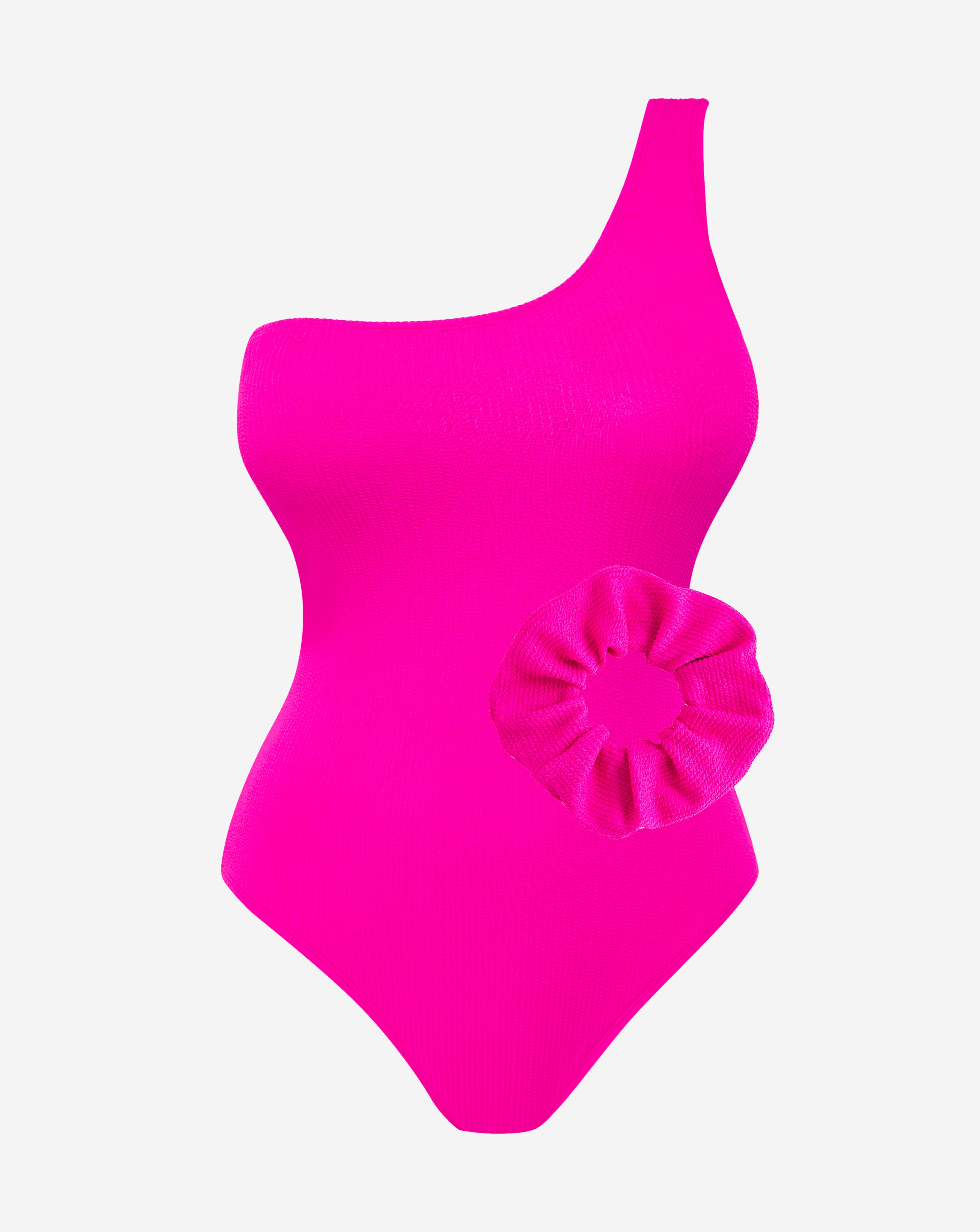 Pink - Women's - Crinkle Swimsuit And Scrunchie - Size 10
